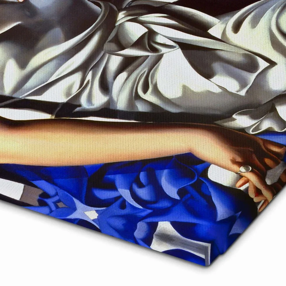 Portret Pani M. Obraz na płótnie Tamara de Lempicka 40 x 60 cm Niebieski Obrazy Dekoracja ścienna
