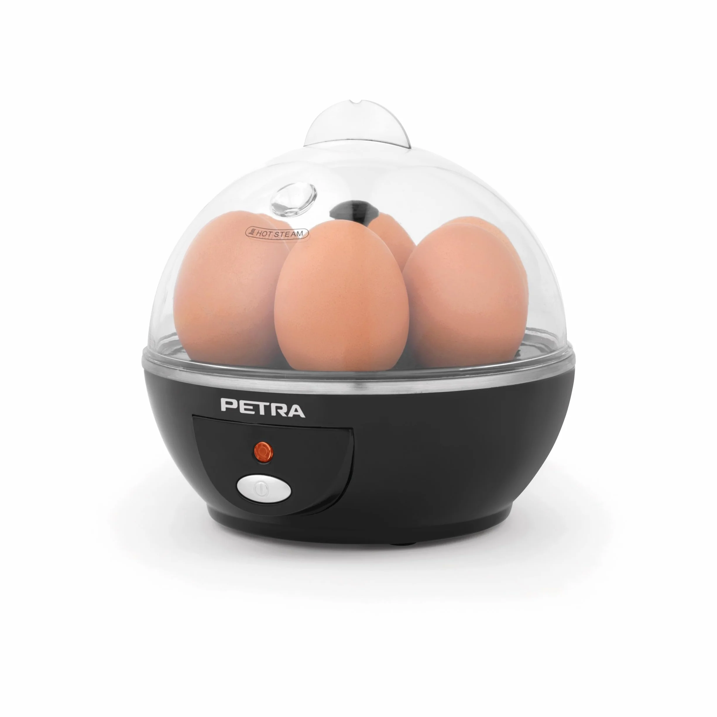 Petra PT2783VDEEU7 Electric Egg Cooker For Boiled, Soft Medium or Hard Boiled, 6 Egg Capacity, 2 Poaching Trays, Compact Design, Removable Egg Rack, Includes Measuring Cup, Indicator Light, 430 W