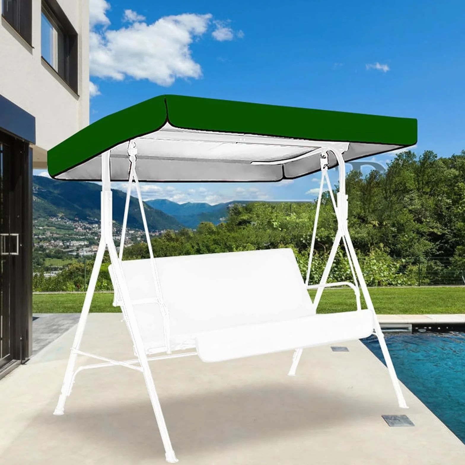 Swing Canopy Replacement Cover 3 Seater - Waterproof Top Cover For Patio Garden Porch Swings - Patio Canopy Replacement(Beige)