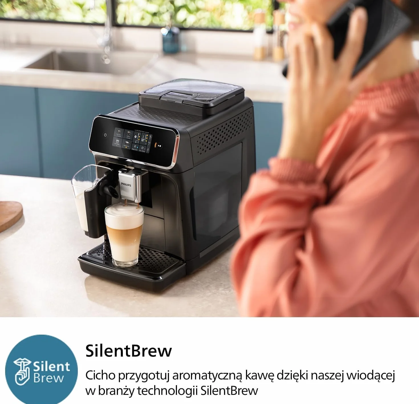 Philips Ekspres do Kawy Serii 2300 LatteGo SilentBrew Młynek Ceramiczny AquaFilter Czarny EP2330/10