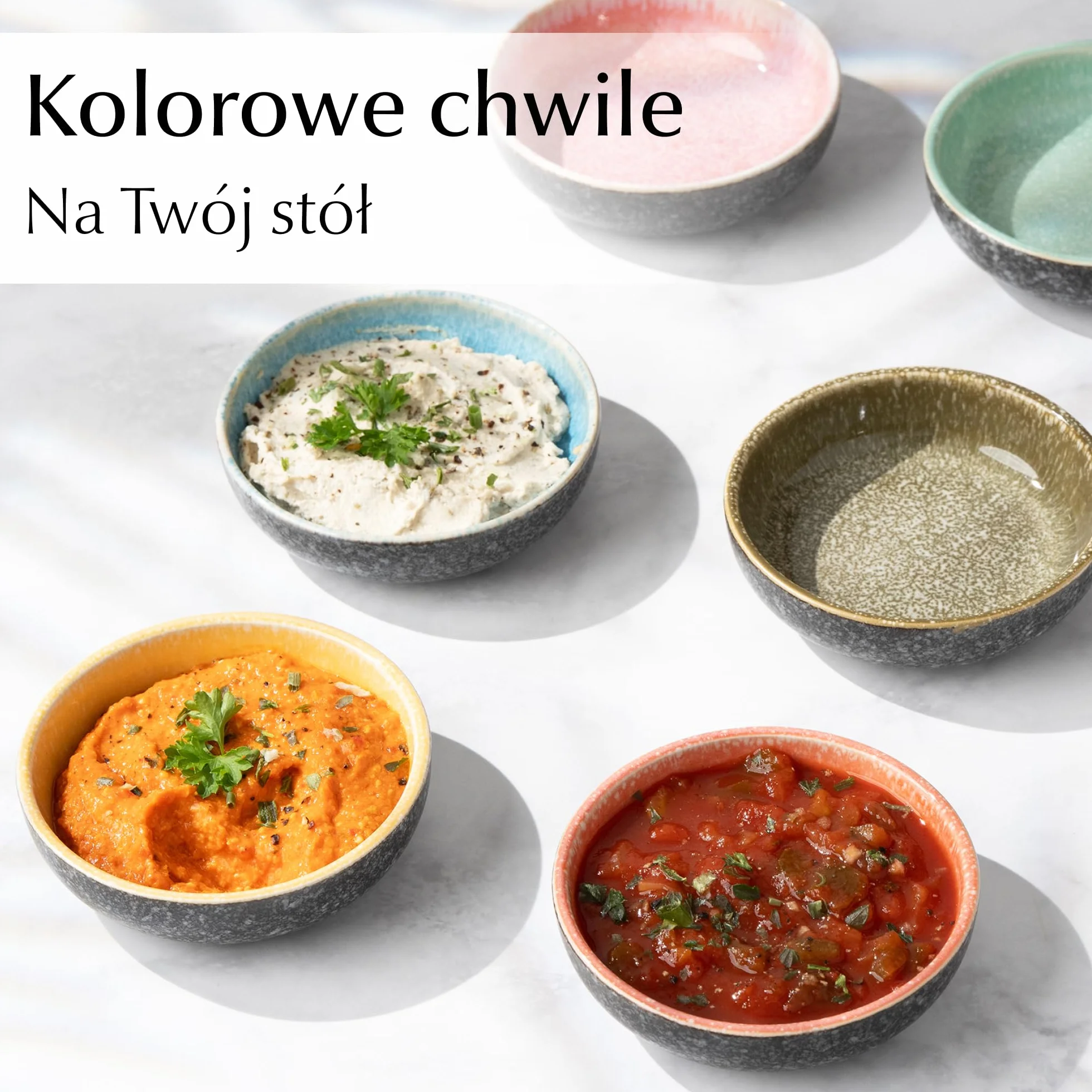 MIAMIO Zestaw 6 Mini Miseczek do Dipa 90 ml Kolekcja Las Palmitas