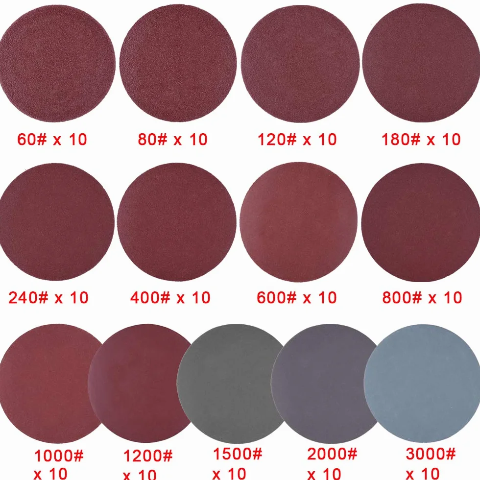 SIQUK 130szt. Tarcze szlifujące 50mm z 1szt. podkładką z trzonem 1/4" i 1szt. miękką piankową podkładką buforującą do wiertarki szlifierki (10szt. każdej ziarnistości - 60 80 120 180 240 400 600 800