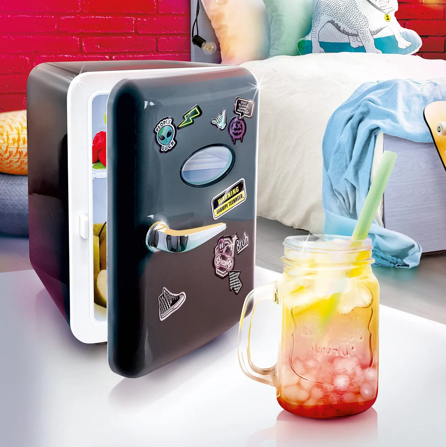 Canal Toys - Mini Lodówka Gamer Ładowarka USB, pojemność 4L - Czarny - INF 038