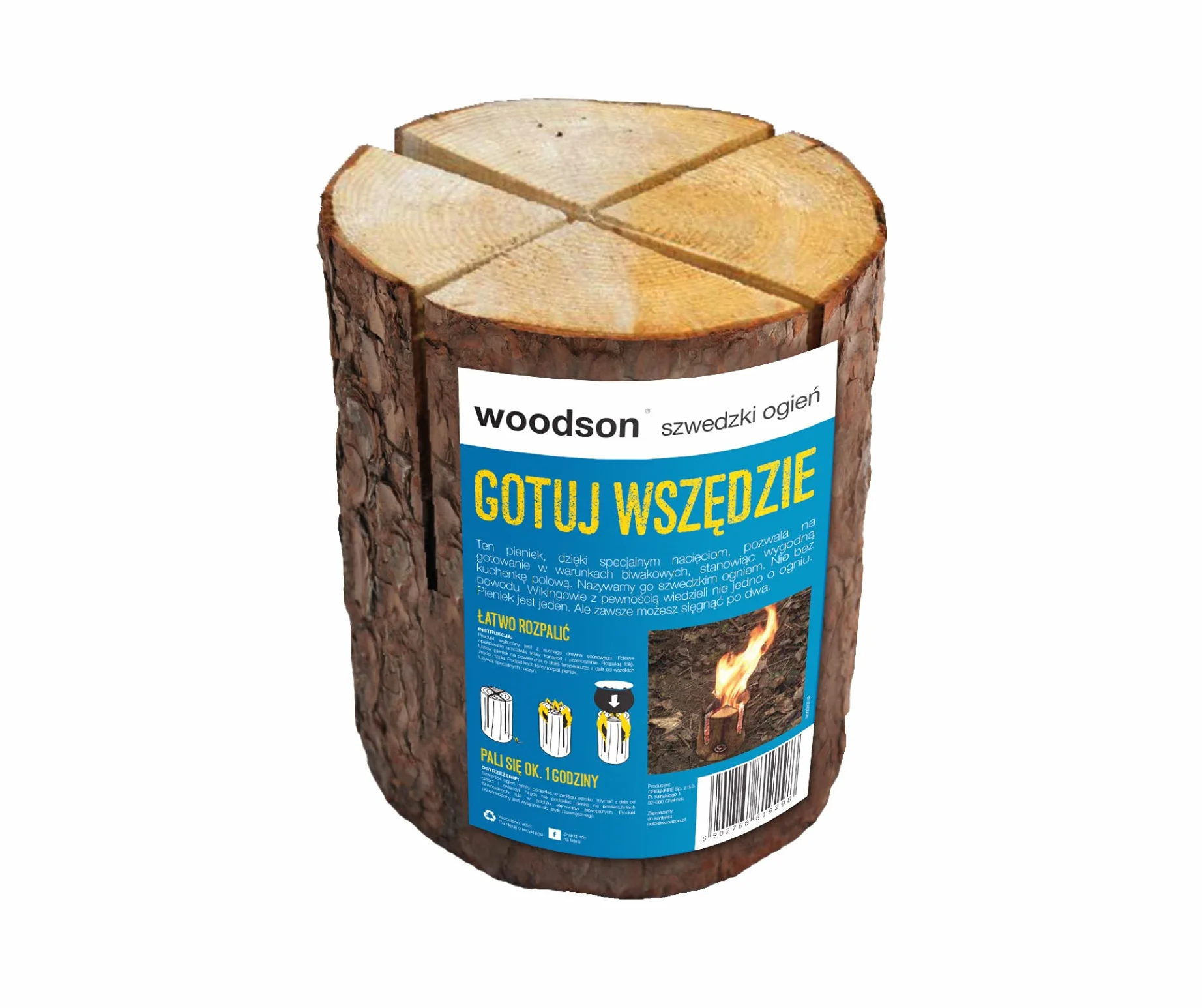 Woodson szwedzki ogień polowa kuchenka, gotowanie w plenerze, szybki ogień, pieniek drewna