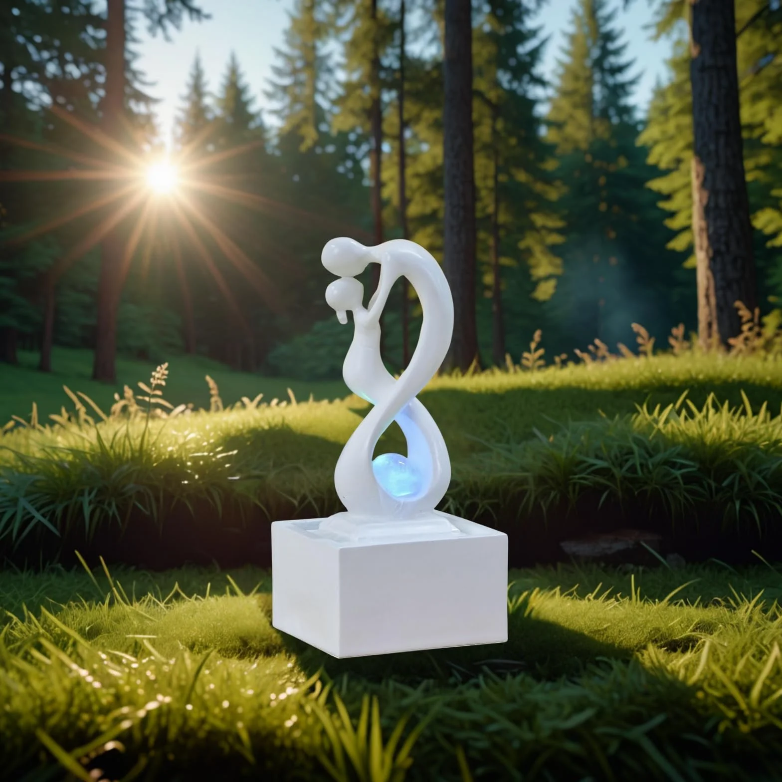 Zen'Light - Nowoczesna fontanna wewnętrzna Amor White z kolorowym światłem LED - Wystrój w stylu sztuki współczesnej, idealna medytacja i relaks - Oryginalny design Obrotowa kula zamknięta -