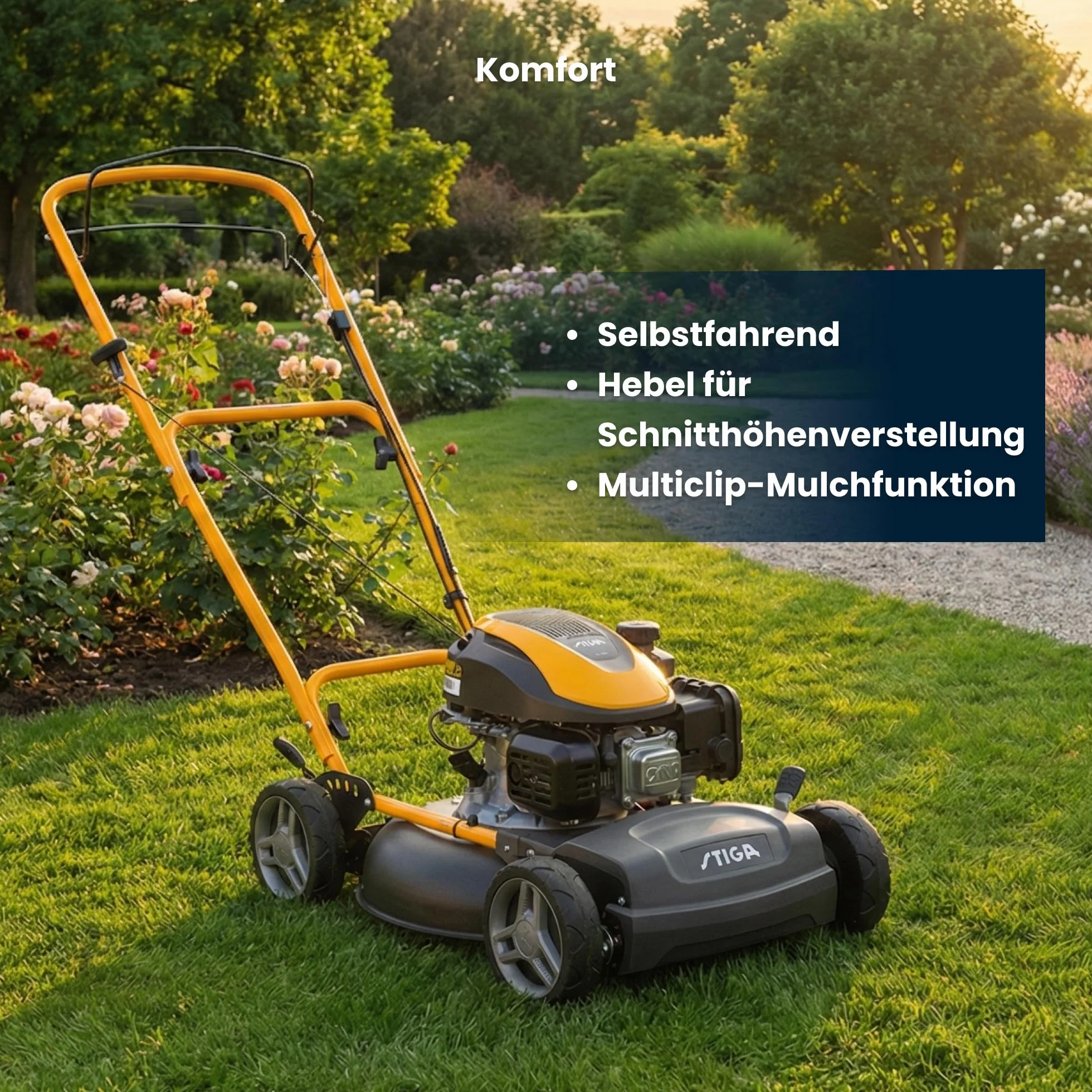 STIGA Multiclip 47 S silnik wybuchowy, kosiarka do trawy trakcyjnej z silnikiem o pojemności 123 ccm, płyta tnąca 45 cm, 5 wysokości cięcia, ergonomiczny uchwyt składany