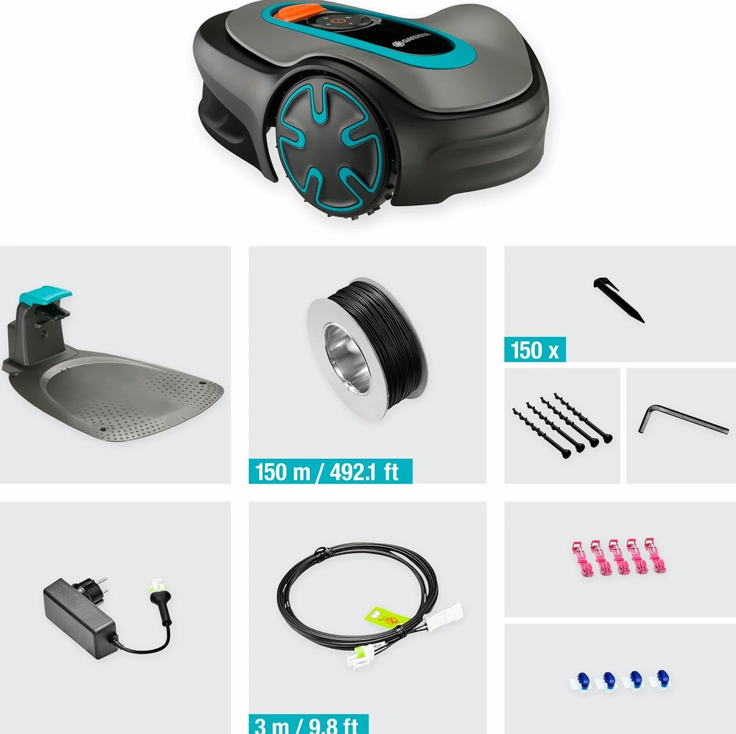 Gardena robot koszący SILENO minimo 350 zestaw: Robot koszący 350 m², sterowany przez aplikację Gardena Bluetooth, wysokość koszenia 20 do 45 mm, SilentDrive 15208-47, 350m