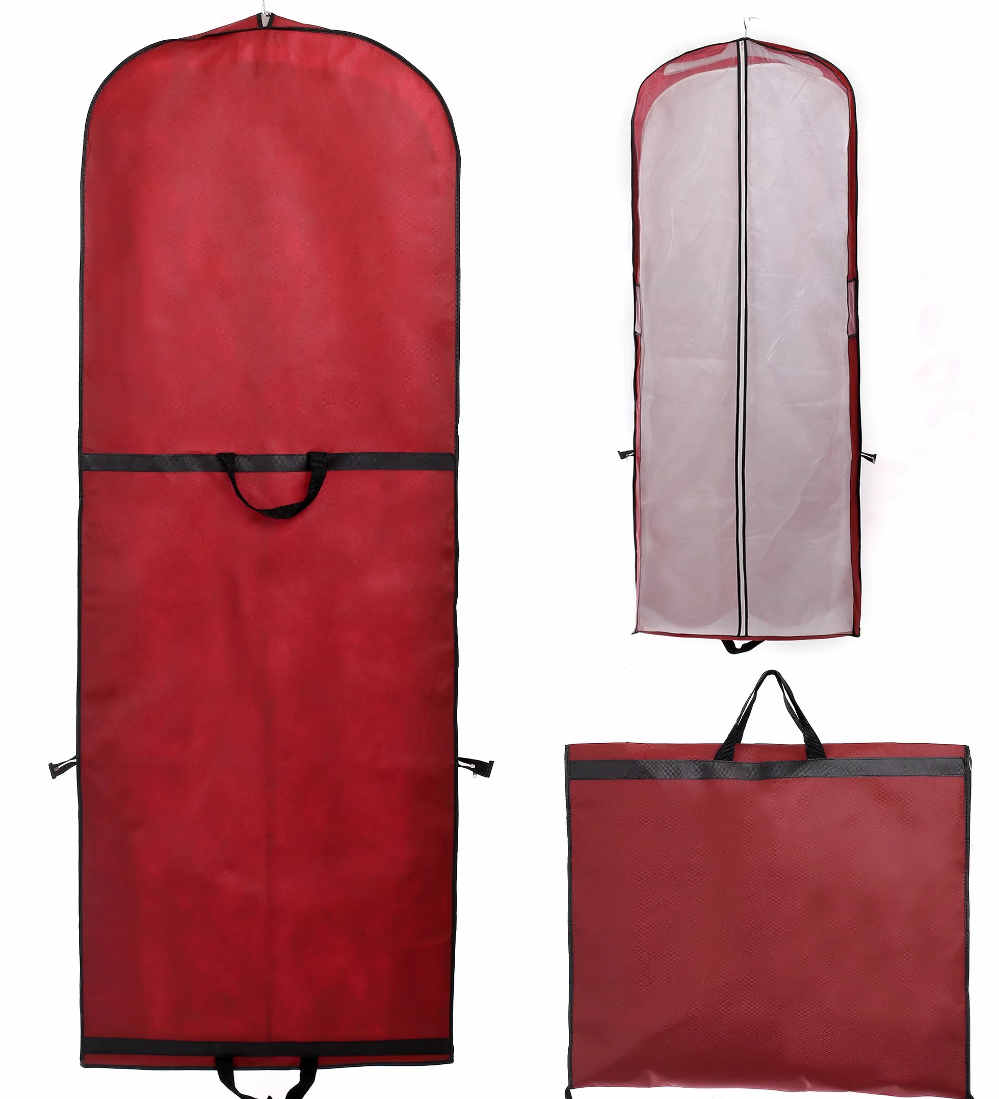 TUKA TKB1001 oddychający worek na ubrania, 180 cm x 64 cm, szeroka zakładka boczna, składany pokrowiec ochronny na suknie ślubne/suknie wieczorowe/garnitury, do przechowywania i transportu,