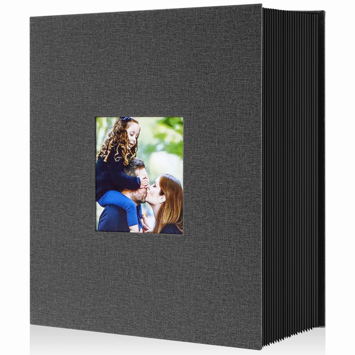 Lanpn Album fotograficzny na 1000 zdjęć w formacie 10x15, bardzo duży, XXL, lniany album do wkładania zdjęć w układzie pionowym, czarny