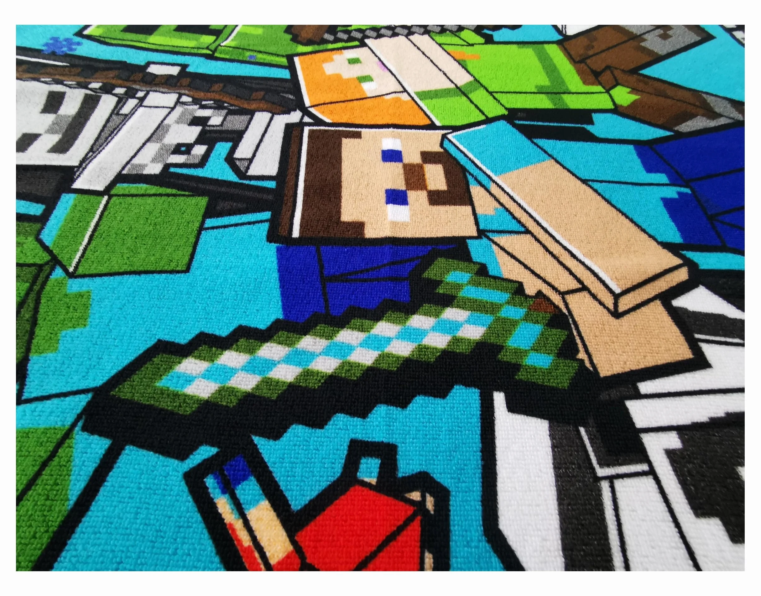 Theonoi Ręcznik dziecięcy, ręcznik kąpielowy, ręcznik plażowy, 70 x 140 cm, poliester (Minecraft Steve Alex)