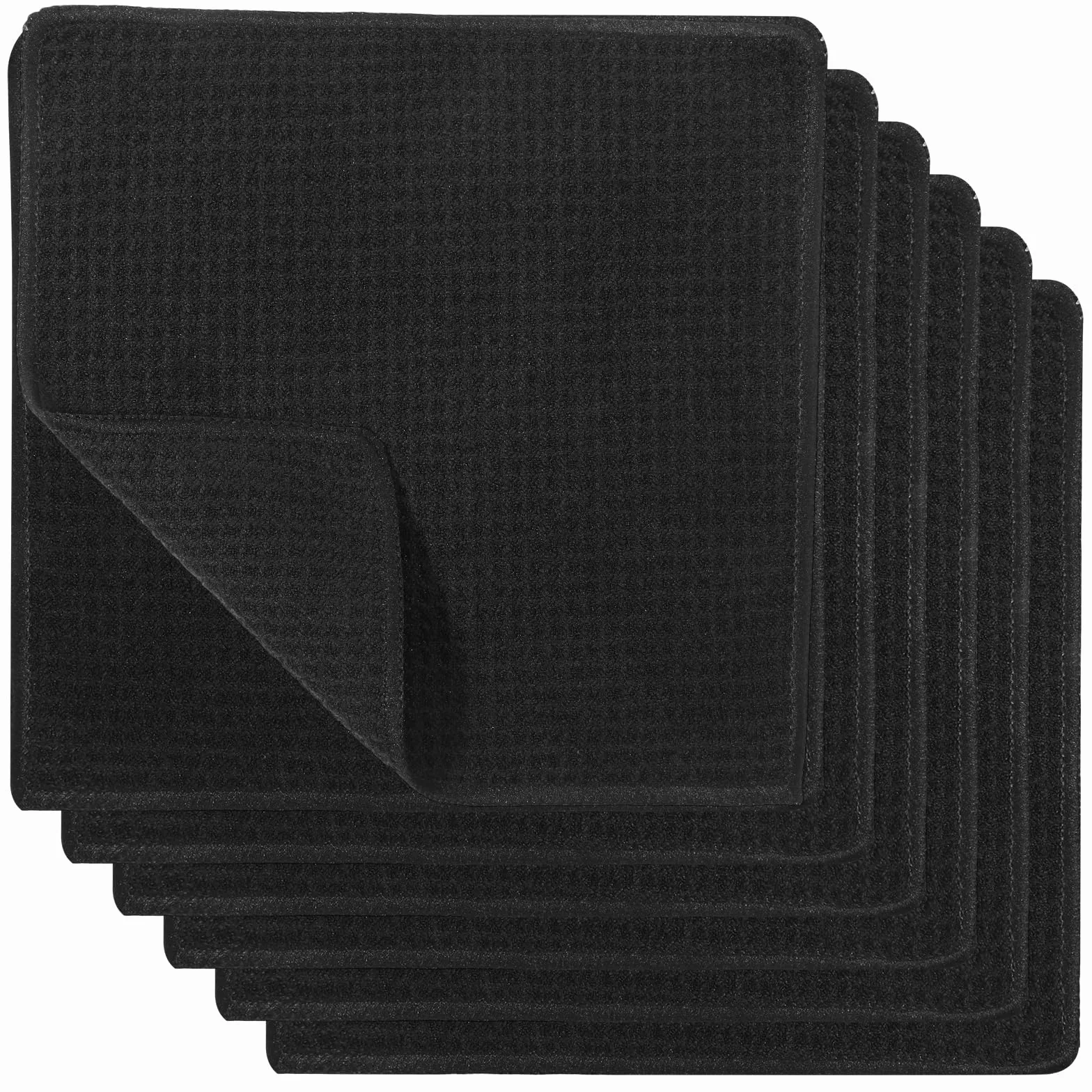 TIESOME 6 sztuk ściereczek do mycia naczyń, kolor czarny, 20 x 20 cm, ściereczki do czyszczenia, z mikrofibry, waflowe ściereczki kuchenne, ściereczki do naczyń, do kuchni, na okno, szkło