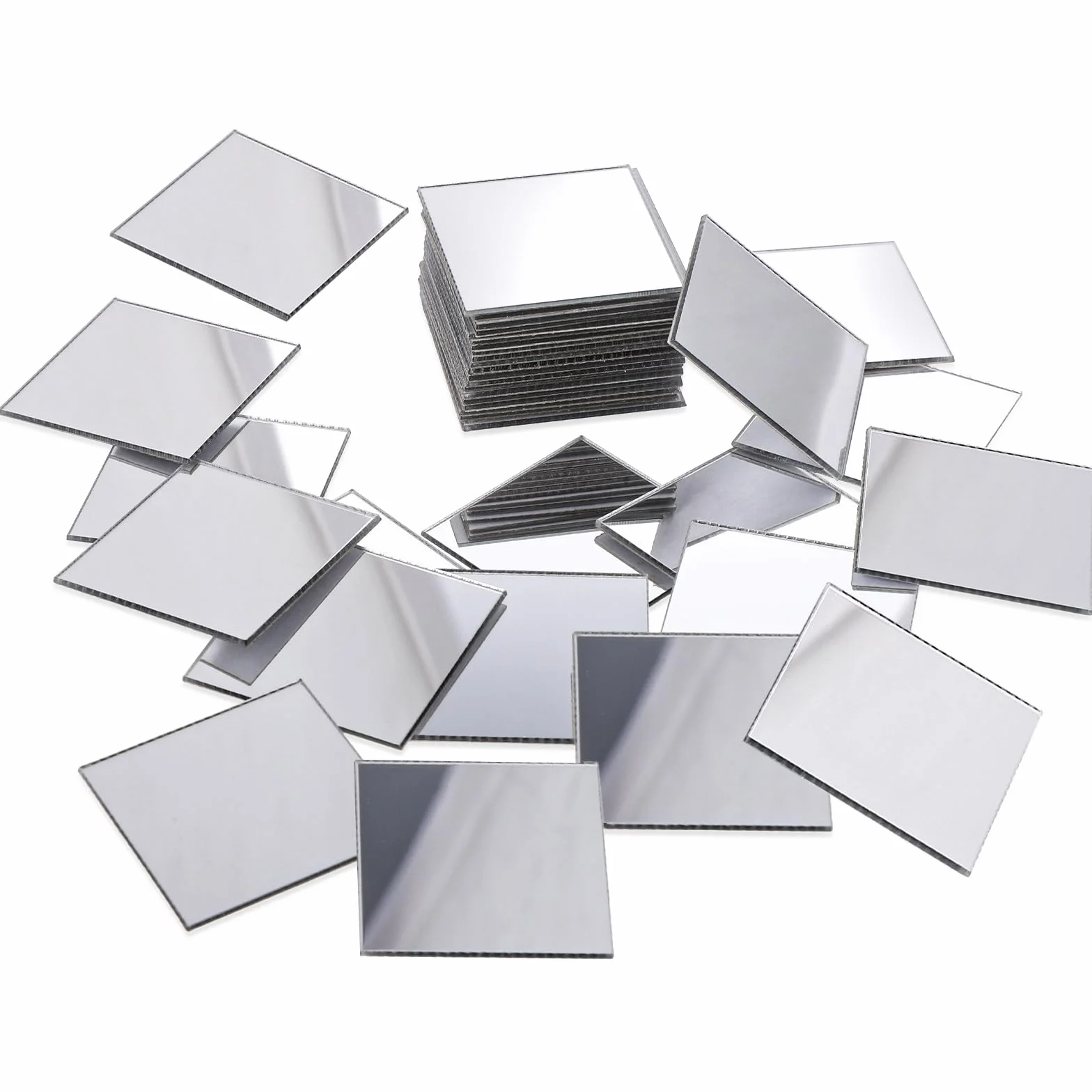 50 sztuk mini luster, 2,5 x 2,5 cm, akrylowe płytki lustrzane, samoprzylepne, kwadratowe, samoprzylepne, mozaika, lustro, dekoracja ścienna, łazienka, kuchnia, rzemiosło, stół