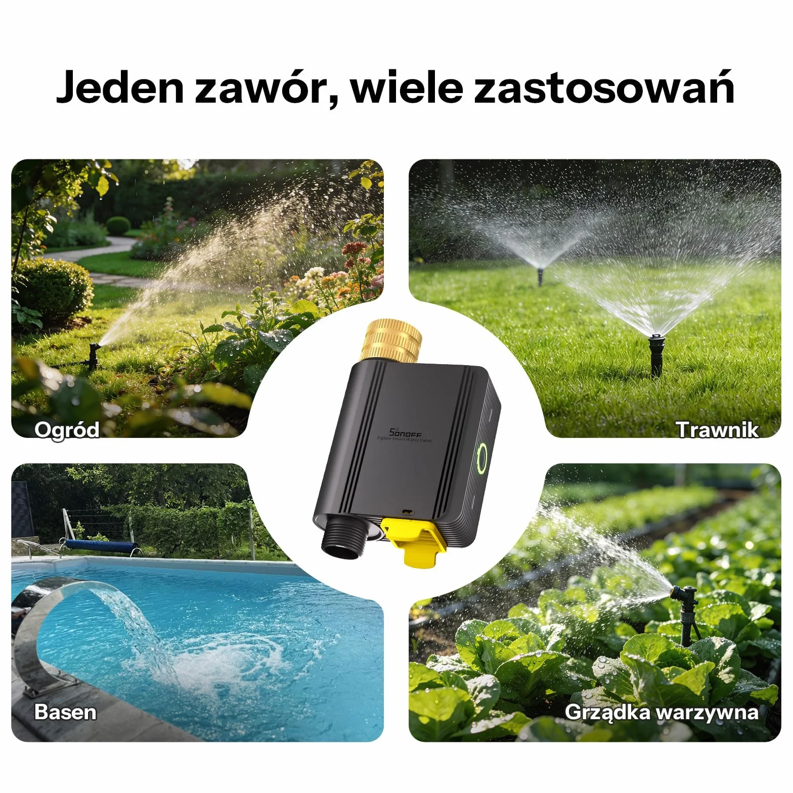 SONOFF SWV-ZNE Hydro ONE Lite Zigbee inteligentny timer zraszaczowy, mosiężny wlot, dostosowany do warunków pogodowych, czasomierz nawadniający do ogrodu i trawnika, współpracuje z Alexa, Google Home