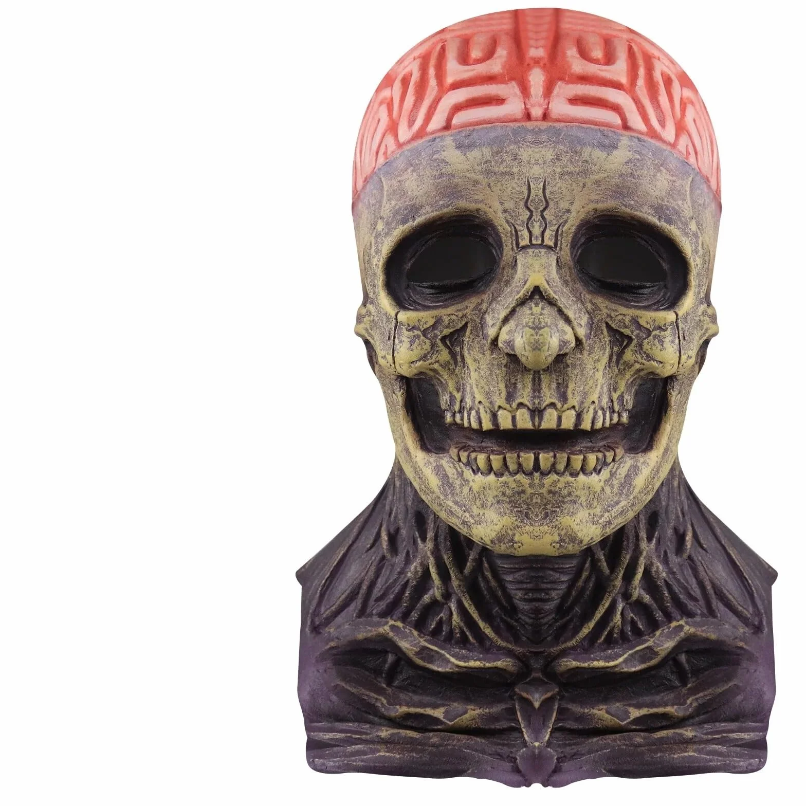 Maska na Halloween, z trupią czaszką, straszna pełnotłowa, szkieletowa maska 3D, wykonana z naturalnego lateksu, dekoracja na Halloween, imprezę, czaszki, nakrycie głowy