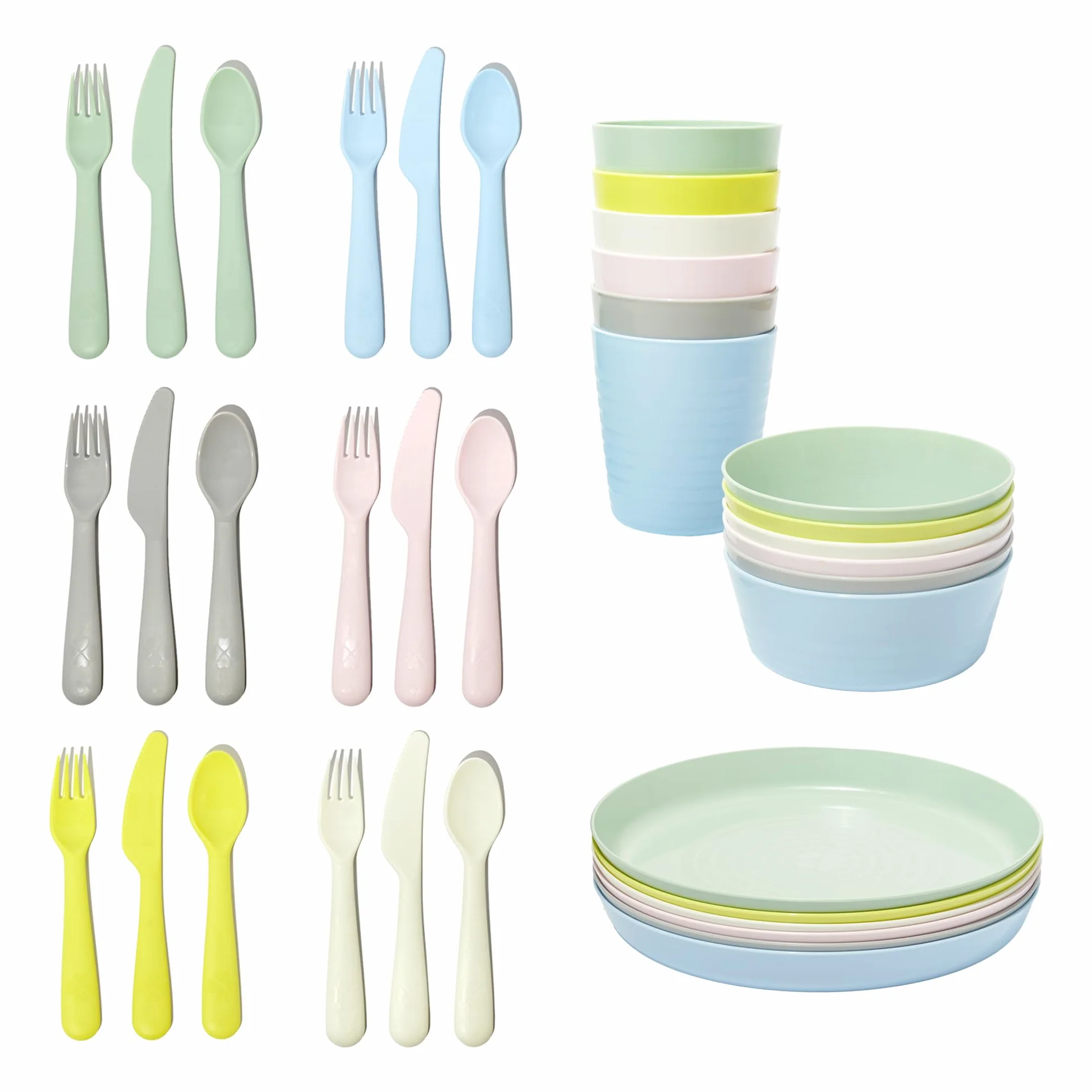 Ikea Kalas Zestaw plastikowych naczyń bez BPA dla dzieci pastelowe kolory
