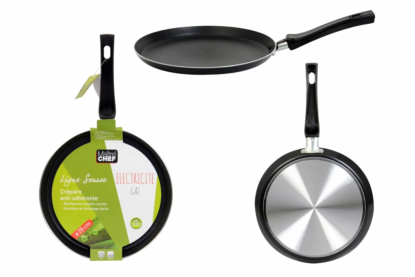Aluminiowa patelnia nieprzywierająca do naleśników, średnica 25 cm