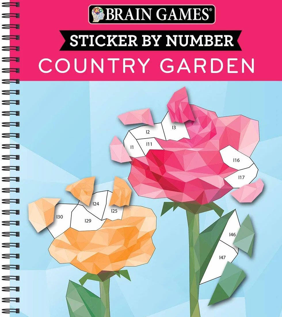 Brain Games - Sticker by Number: Country Garden (13 Images to Sticker)