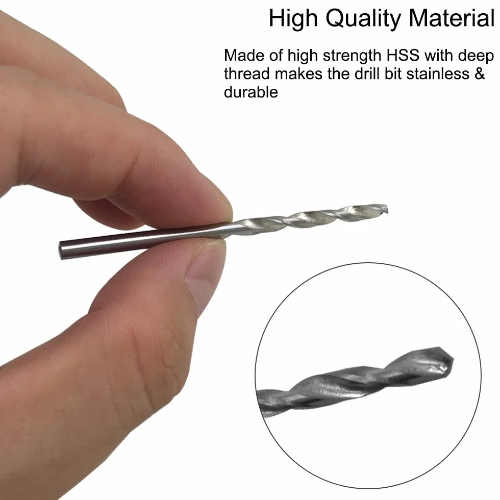 FineGood 25 sztuk wierteł ręcznych, 24 szt. mikro mini wierteł spiralnych (0,6-3 mm) z 1 szt. imadła pinowego narzędzia obrotowe do drewna, biżuterii, tworzywa sztucznego