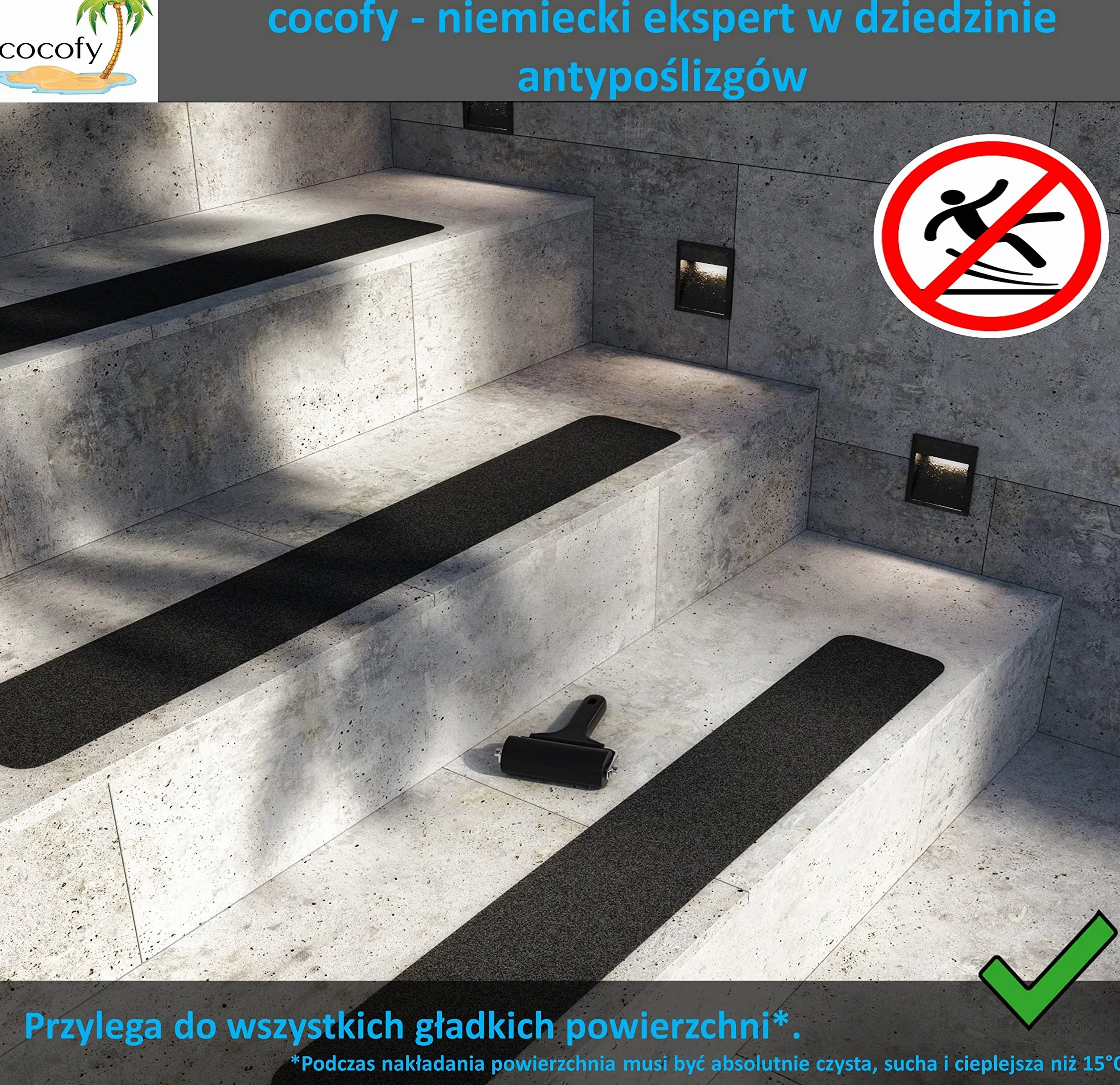 Antypoślizgowe naklejki na schody na zewnątrz i wewnątrz | 10 x paski (61 x 10 cm) czarne | mocne trzymanie dzięki specjalnej powierzchni outdoorowej | ochrona przed poślizgiem na schodach | z