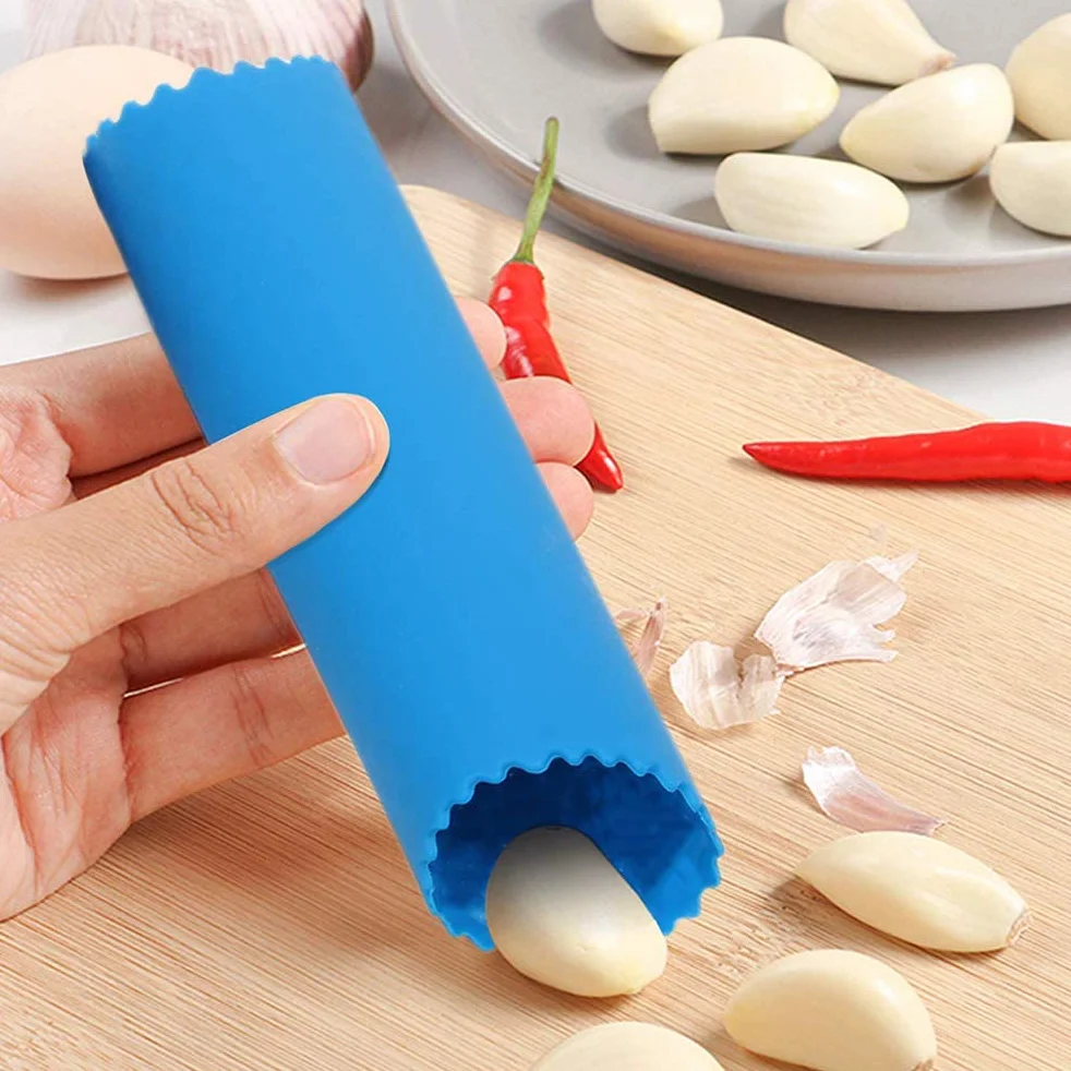 Silikonowa obieraczka do czosnku, 2 sztuki, Easy Roller, proste przydatne narzędzie kuchenne, akcesoria kuchenne, obieraczka z silikonu, czarna/niebieska