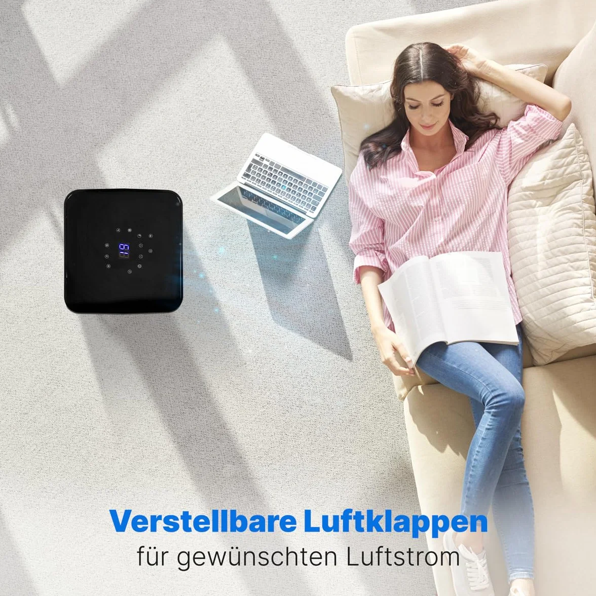 Clatronic CL 3716 mobilny klimatyzator, moc chłodzenia 9000 BTU do dużych pomieszczeń, w zestawie zestaw okienny do uszczelniania, sterowanie Wi-Fi, Voice Control Amazon za pośrednictwem Alexa + Google Assistant, 1050 W, 240 V