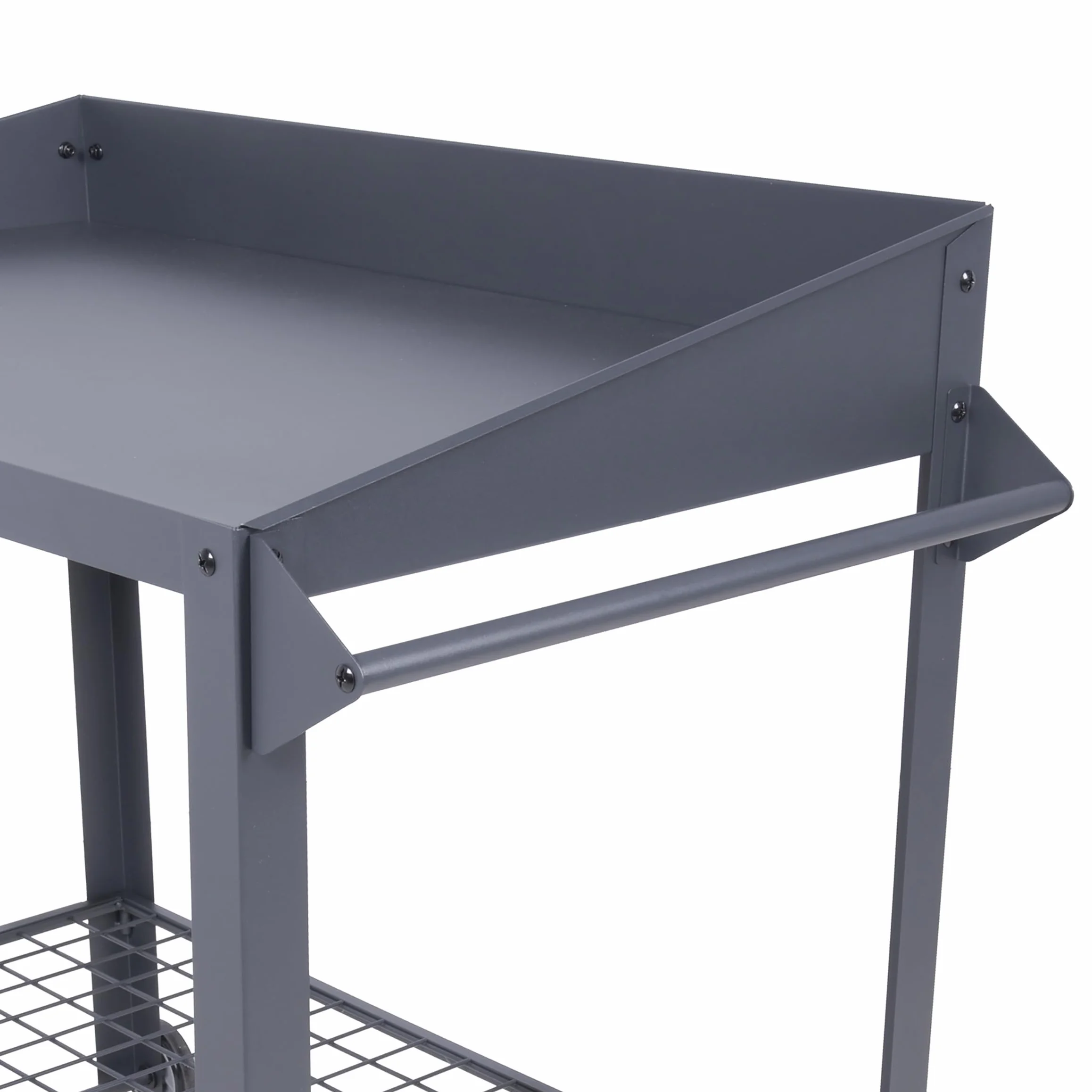 Spetebo Metalowy stół na rośliny na kółkach – 90 x 55 cm – ogrodniczy stół z półką z siatki