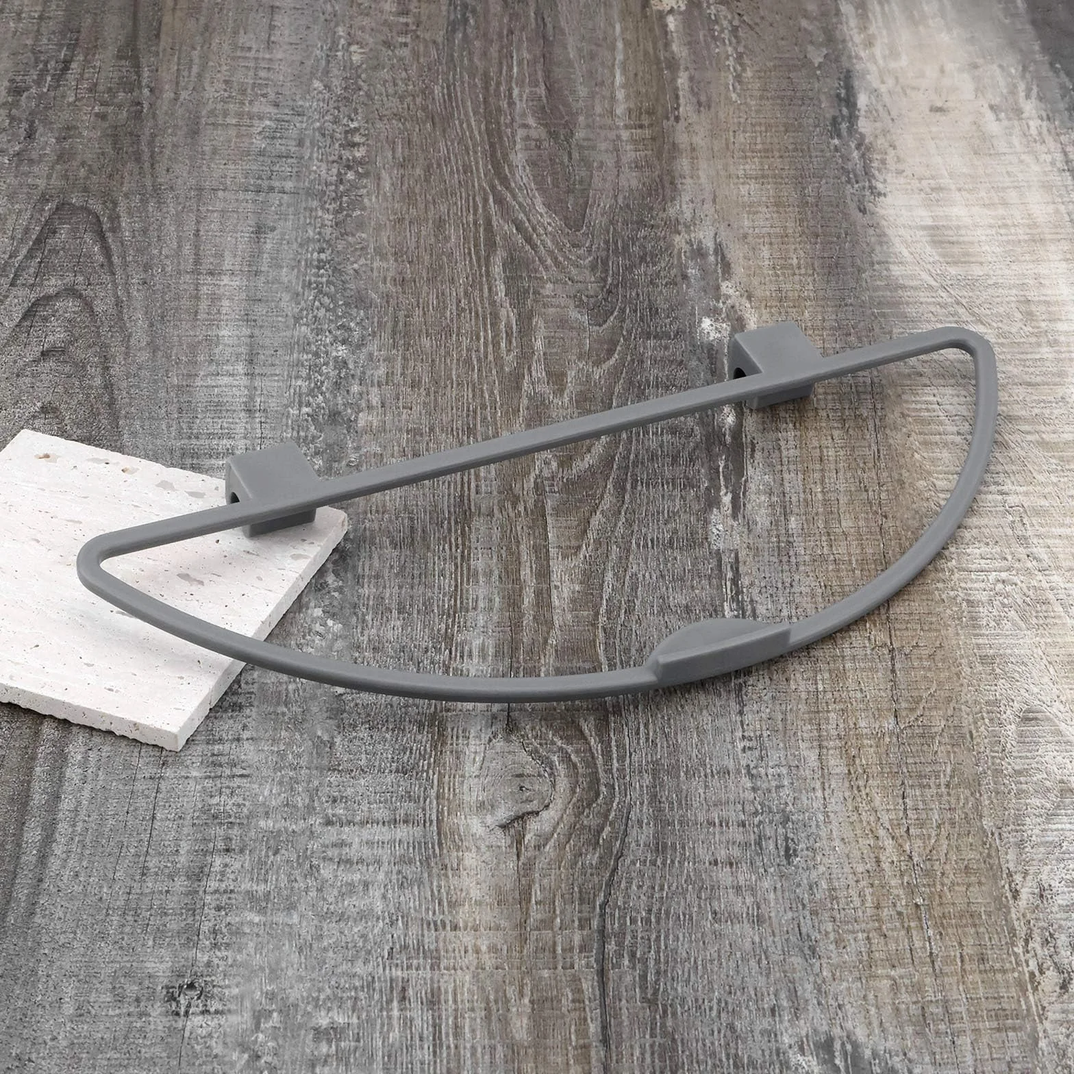 1 x zamiennik pierścienia w kształcie litery D, kompatybilny z pojemnikami Hartal w starym stylu, 38 mm x 10 mm, wieszak na śmieci do przyczep kempingowych, kamperów i łodzi, szary plastik