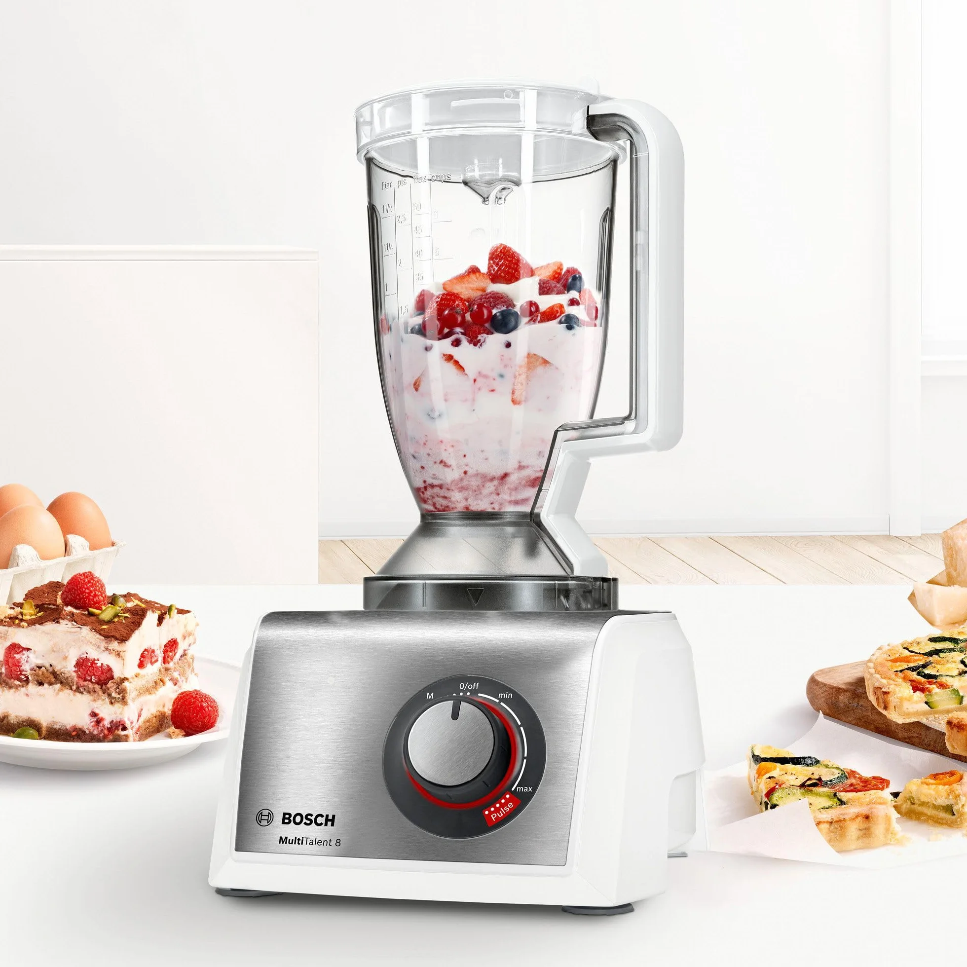 Bosch Robot kuchenny MultiTalent 8 MC812S814, 1250 W, 50 funkcji, zestaw tarcz i blender, misa 3,9 l