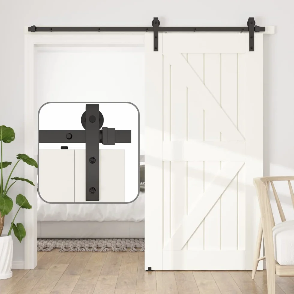 Zestaw do drzwi przesuwnych 183 cm, zestaw do drzwi przesuwnych w stylu stodoły, szyna łącząca (SD7 x 183 cm-6)