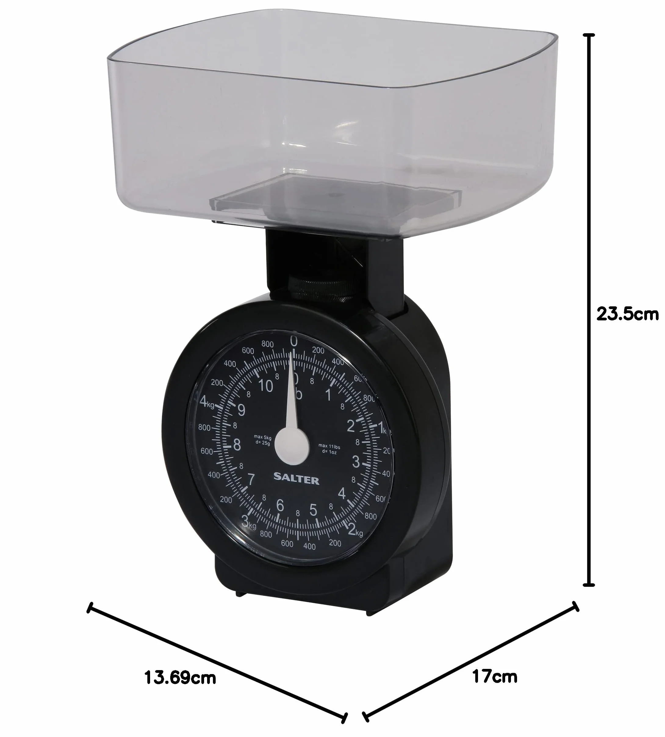 Salter 114 BKCLDR Mechaniczna waga kuchenna 5 kg, zmywarka, czarna