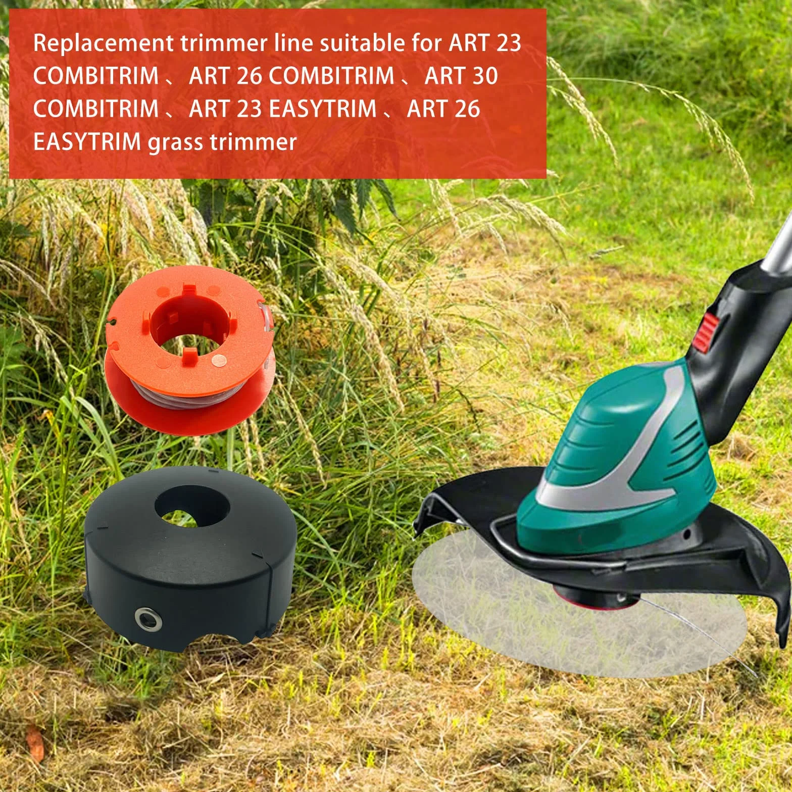 Strimmer szpula do trymera, szpula do Bosch, zamiennik szpuli do ART 23 26 30 COMBITRIM EASYTRIM Strimmer, 1,6 mm 8 m przewody szpulowe kompatybilne z F016800175 (3 szpula + 1 nasadka)