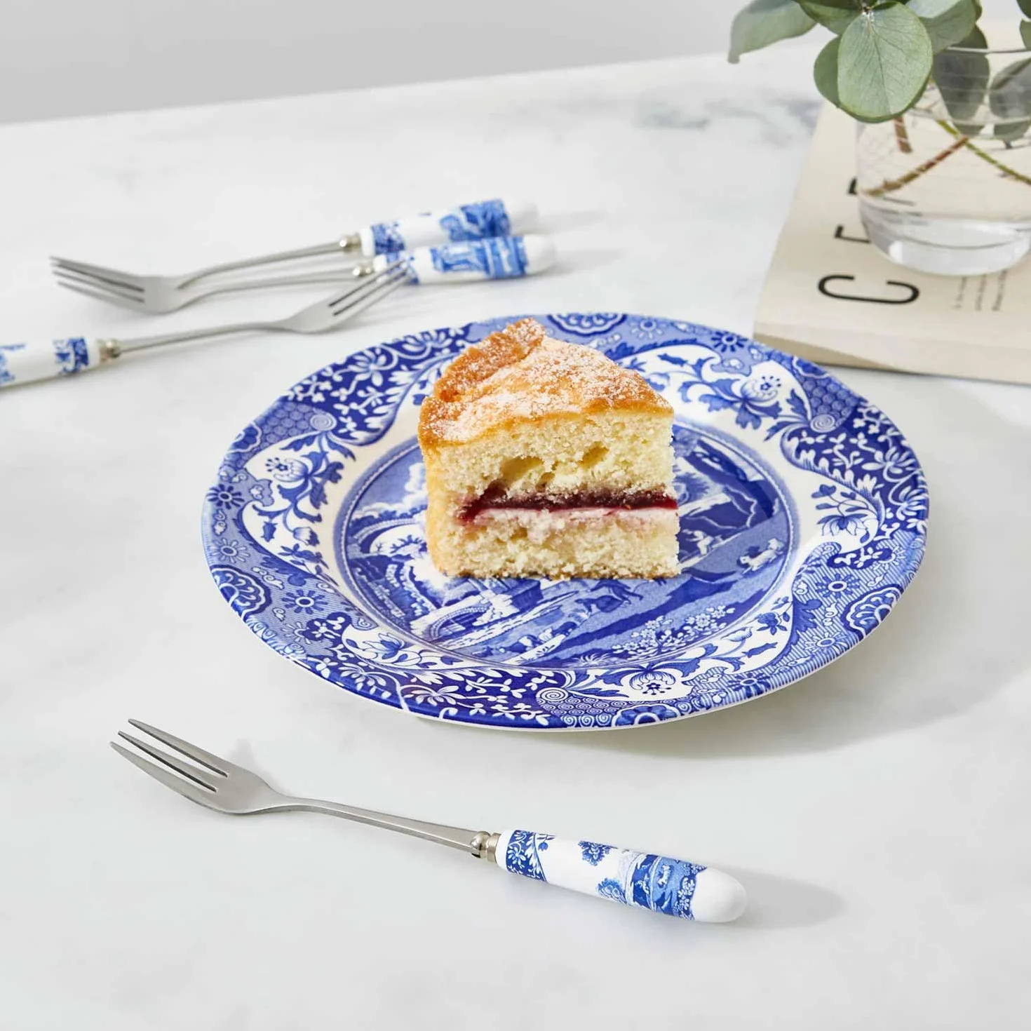 Portmeirion Home & Gifts Widelce do ciasta S/6, niebieski i biały