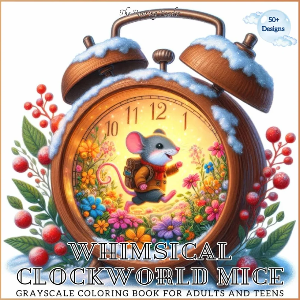 Whimsical Clockworld Mice Grayscale Coloring Book for Adults and Teens: 52 Delightful Designs of Adorable Mice in Magical Clock Scenes for Relaxation and Creativity.