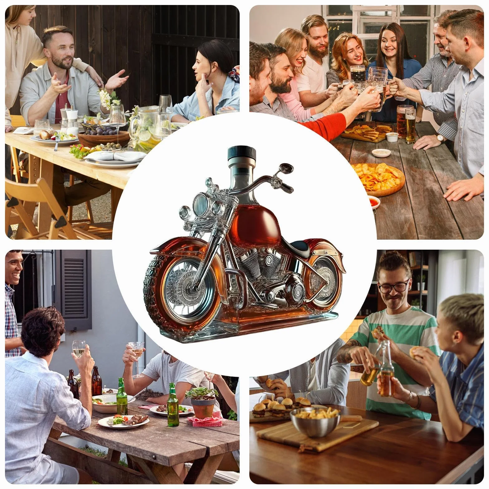 Karafka do wina szklany napowietrzacz alkoholu motocykl vintage butelka na napoje