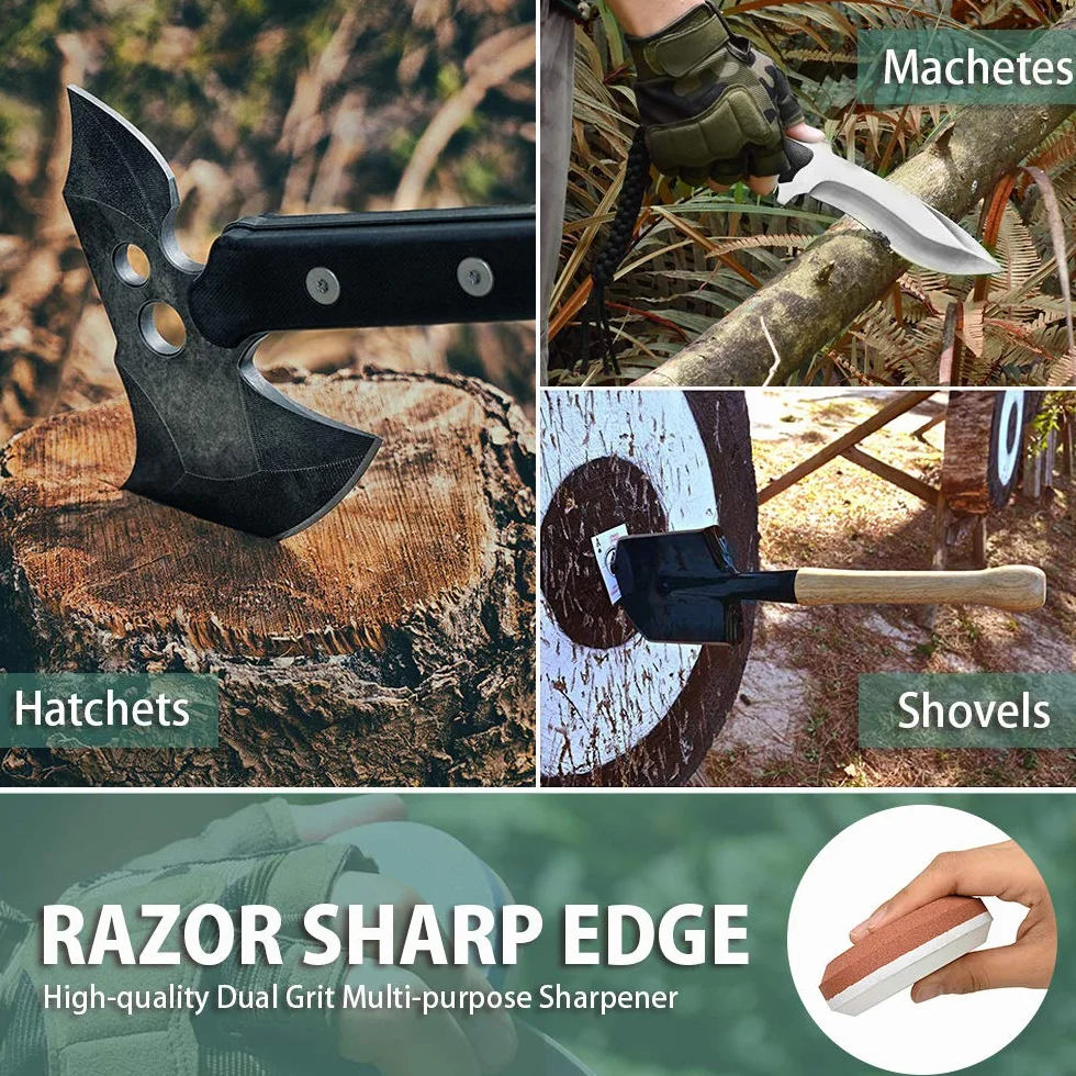 NedFoss Sharpening Puck Axe Hatchet Whetstone Dual Grit Multi-Purpose Knife Sharpener with Sheath