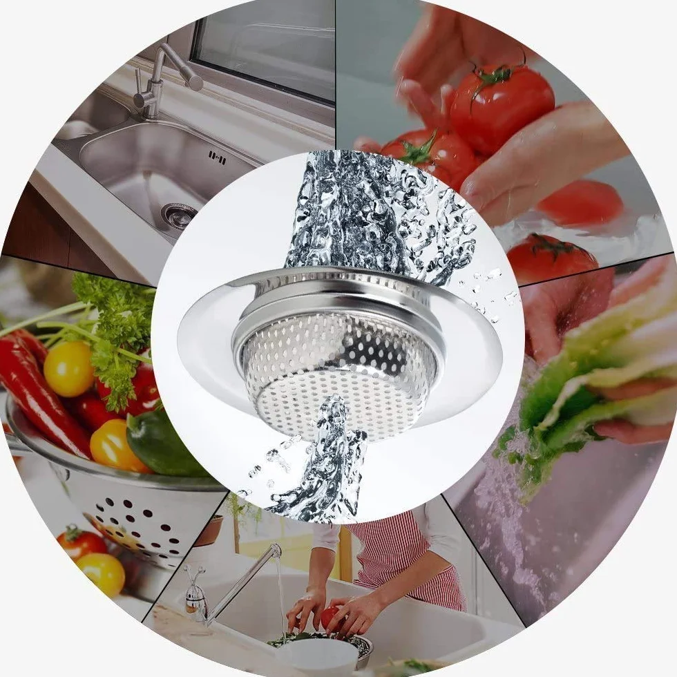 Yizhet 2 szt. Filtr do zlewu kuchennego, ze stali nierdzewnej, metalowy filtr do łazienki kuchni 7,5 cm / 2,95 cala średnicy