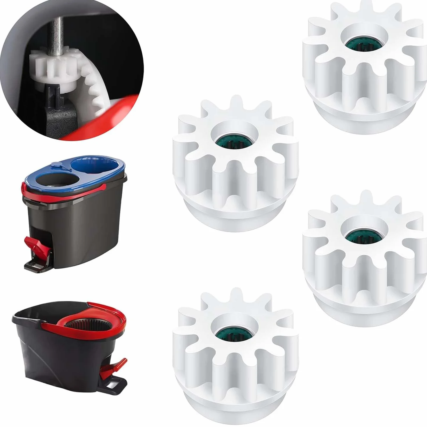 4-częściowy zestaw części zamiennych do mopa obrotowego Spin Mop, wiaderko, przekładnia, łożyska sprzęgła, kompatybilne z łożyskiem One Way, zębnikiem zębatym, zapasowym, do mopa i wielu