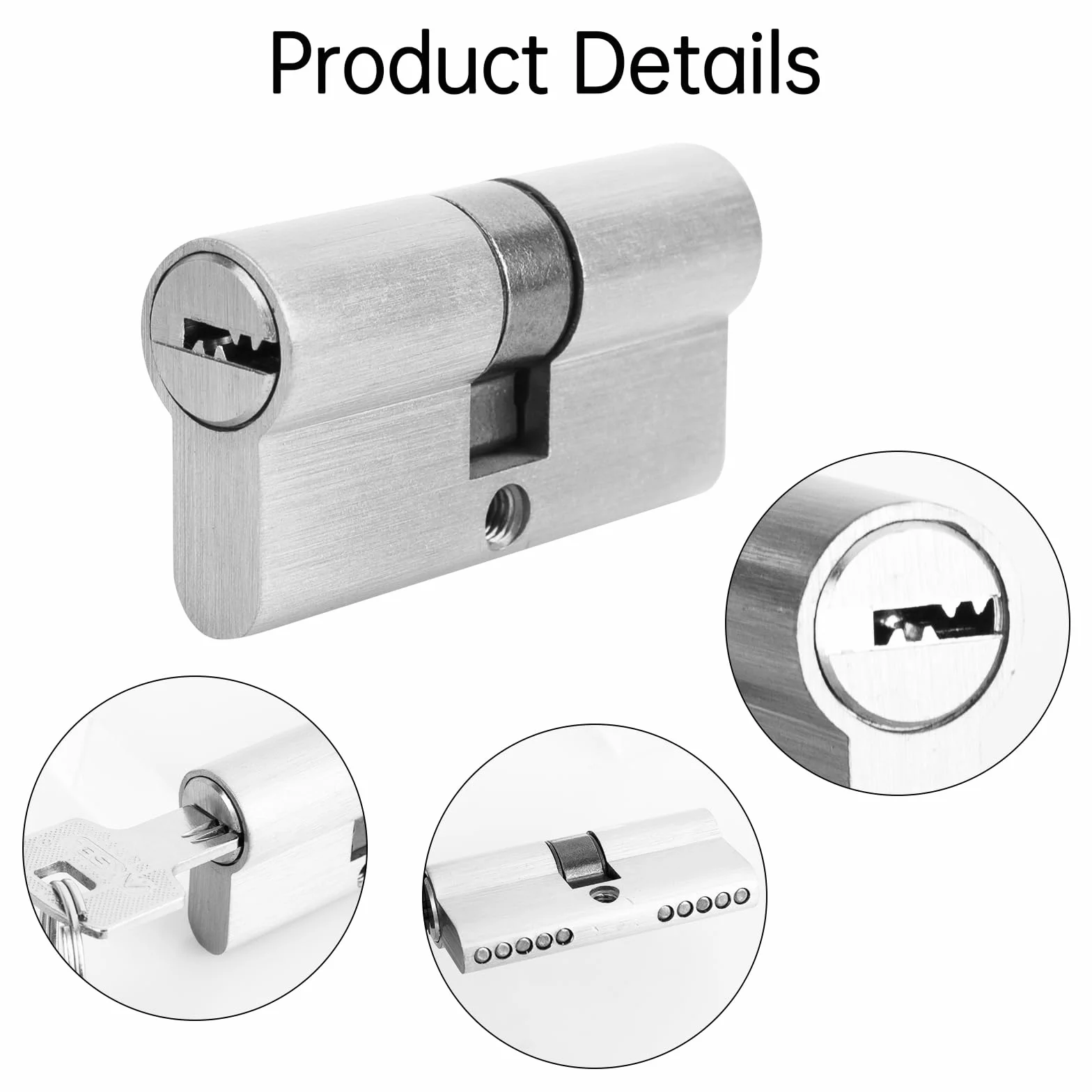 cylinder do drzwi zamykający 30/30 profilowy z 5 kluczami bębenek gałka do zamka drzwi wejściowych wewnętrznych 6 cm x 1,5 x 1,5
