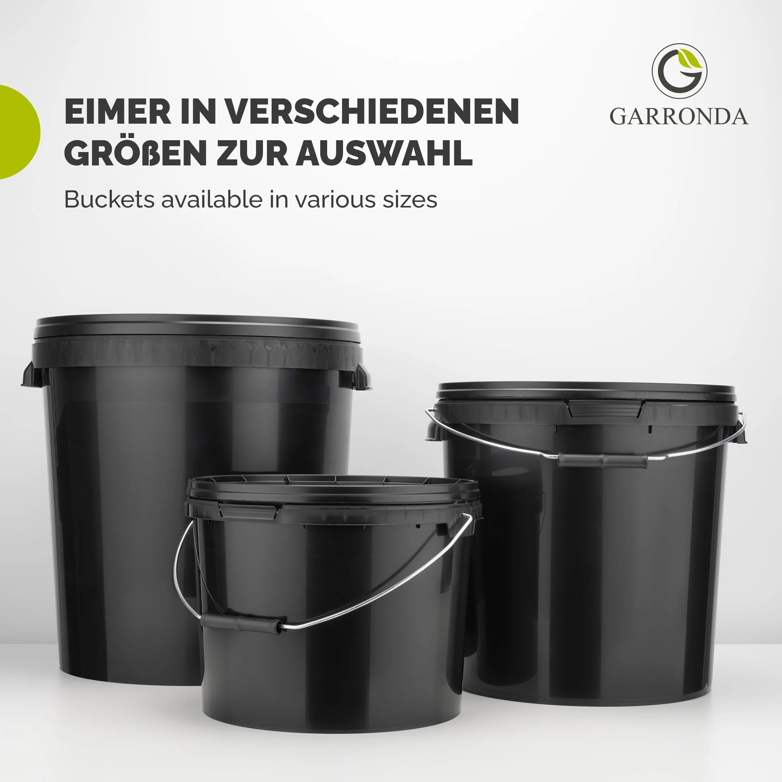 Garronda Wiadro z pokrywą 20 L do żywności i produktów chemicznych 1 Sztuka Czarny GD-0104