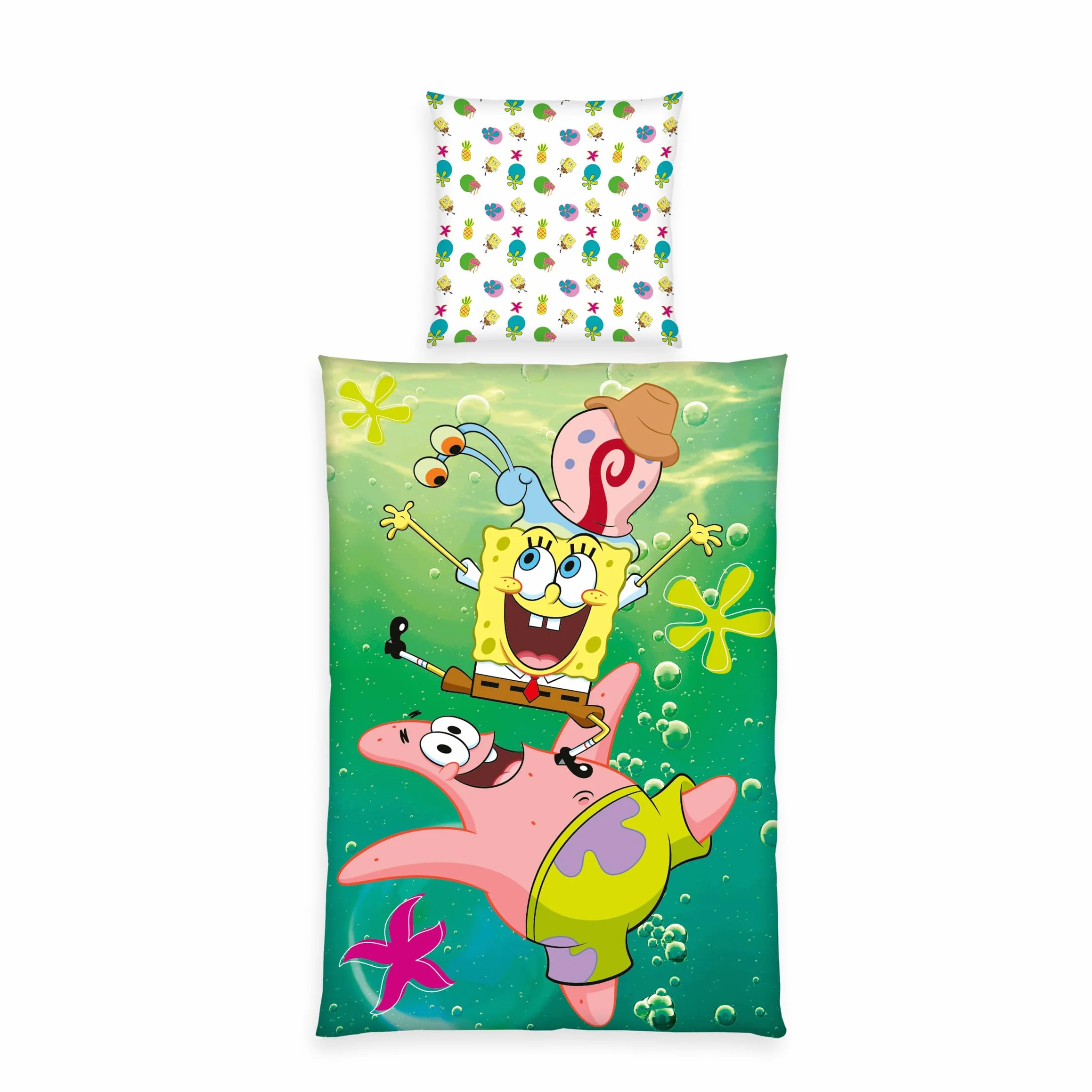 Herding Spongebob pościel, poszewka na poduszkę ok. 80 x 80 cm, poszewka na kołdrę ok. 135 x 200 cm, z lekko poruszającym się zamkiem błyskawicznym, 100% bawełna/Renforcé