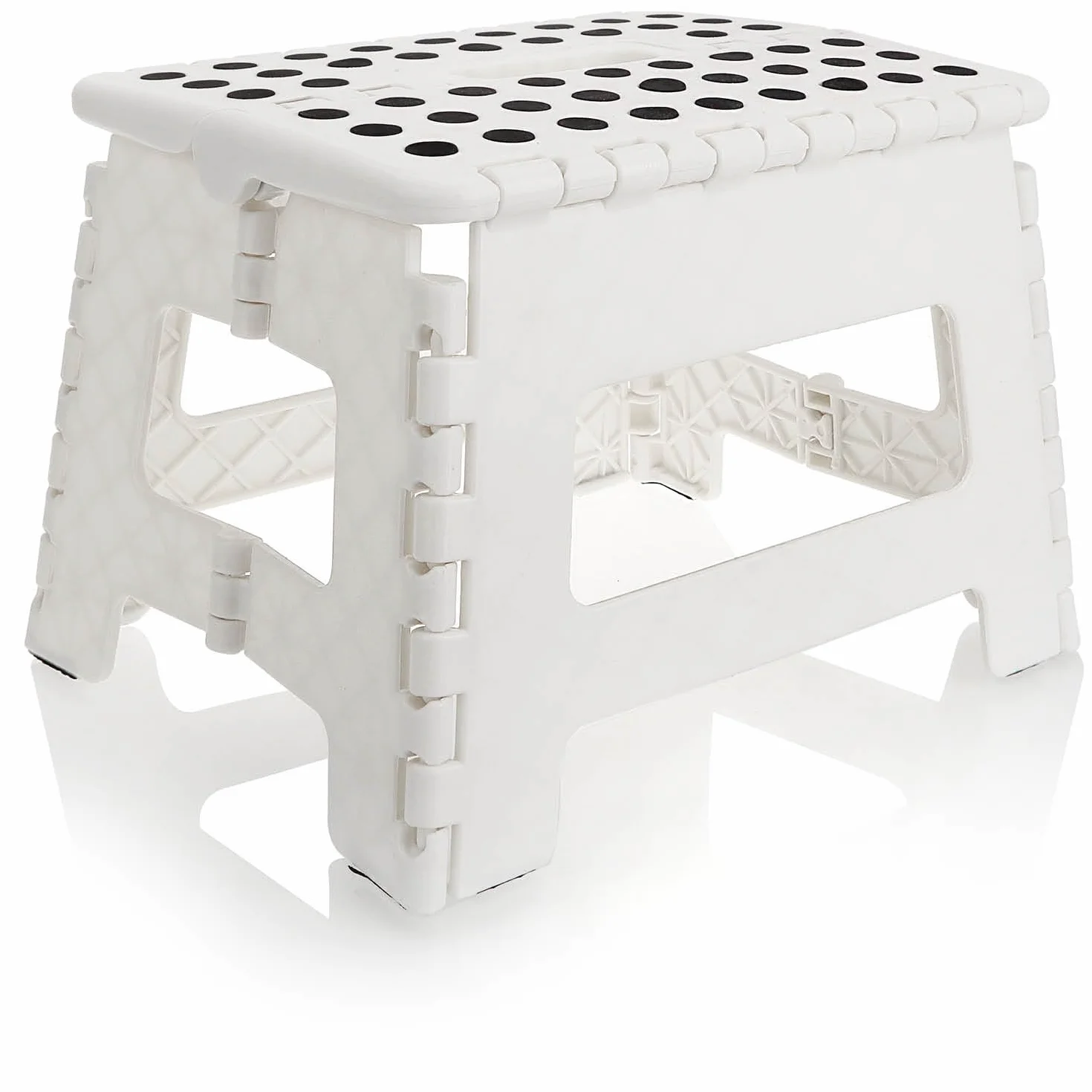 COM-FOUR® skladany stopien z gumowymi wypustkami - skladany stolek - przenosna pomoc do wspinaczki - antyposlizgowy skladany stolek - nosnosc do 150 kg (31x22x22cm bialy - 01 szt)