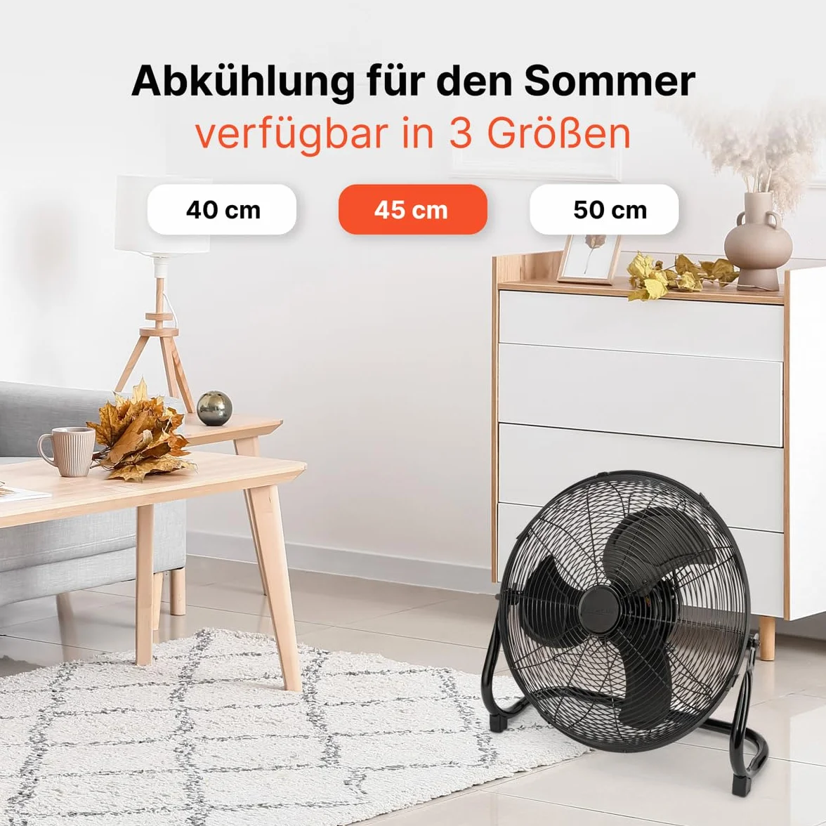 Dmuchawa Proficare Designer 45 cm PC-VL3066WM Czarna 100 W 3 poziomy prędkości metalowy grill stabilna podstawa regulowany kąt