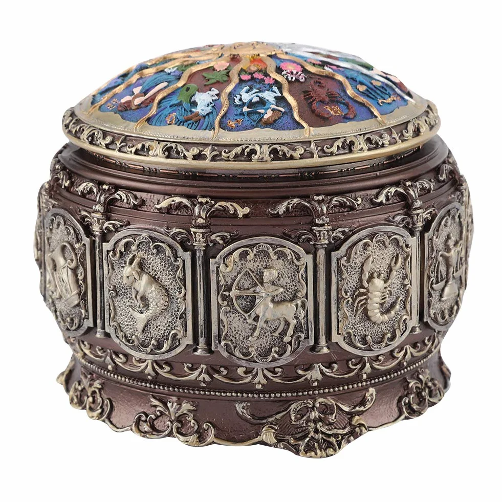 obrotowa pozytywka zodiakalna, 12 konstelacji, z migoczącym światłem LED, muzyczna pozytywka z rotującą boginią, prezent na urodziny, Boże Narodzenie, walentynki (rak)