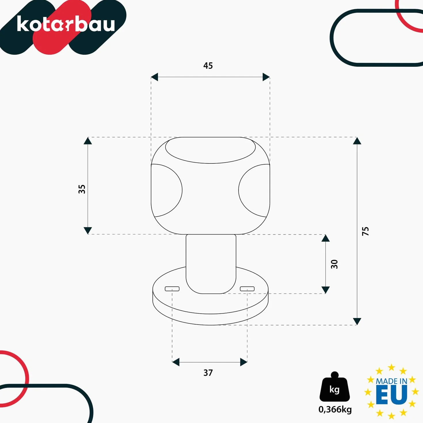 KOTARBAU® Gałka Drzwiowa Obrotowa Ruchoma Do Drzwi Wewnętrznych Aluminium Biała