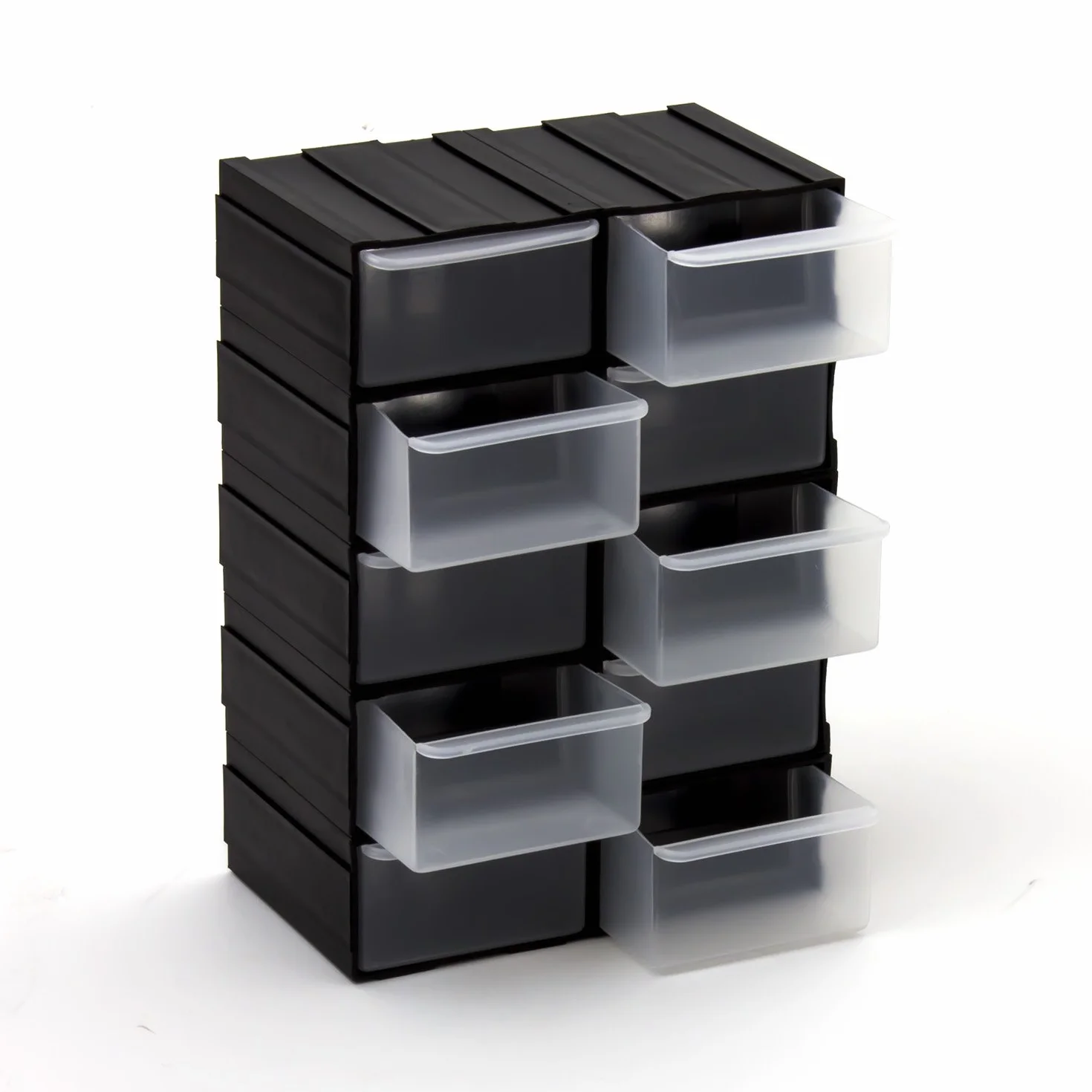 PATROL Group szu10 x czapg001 Zestaw 10 szuflad modułowych, 5 kolorów, czarny, 11 x 7,5 x 4,5 cm