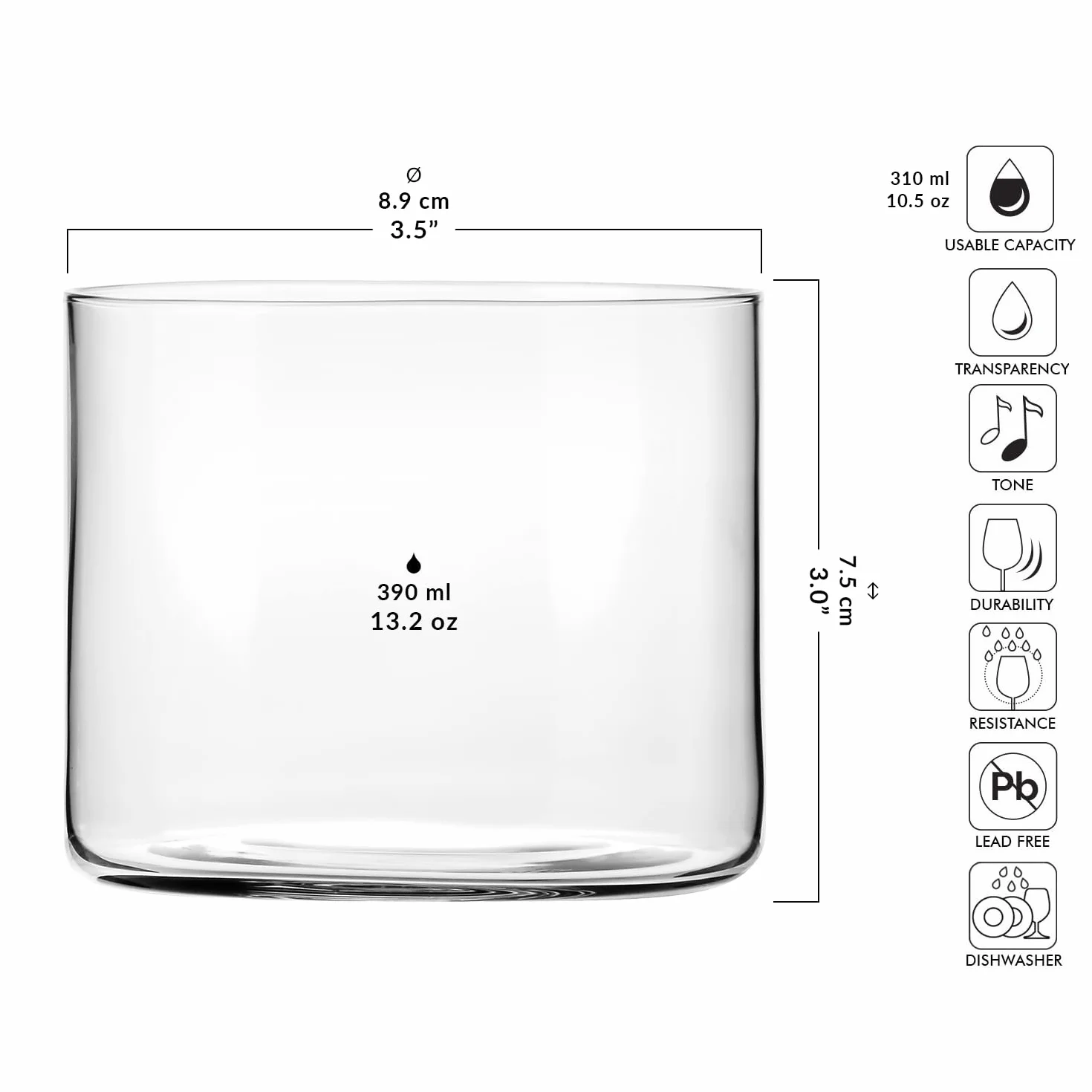 KROSNO XNO Szklanki do Wody 6 x 390 ml Kryształ Bezołowiowy HoReCa