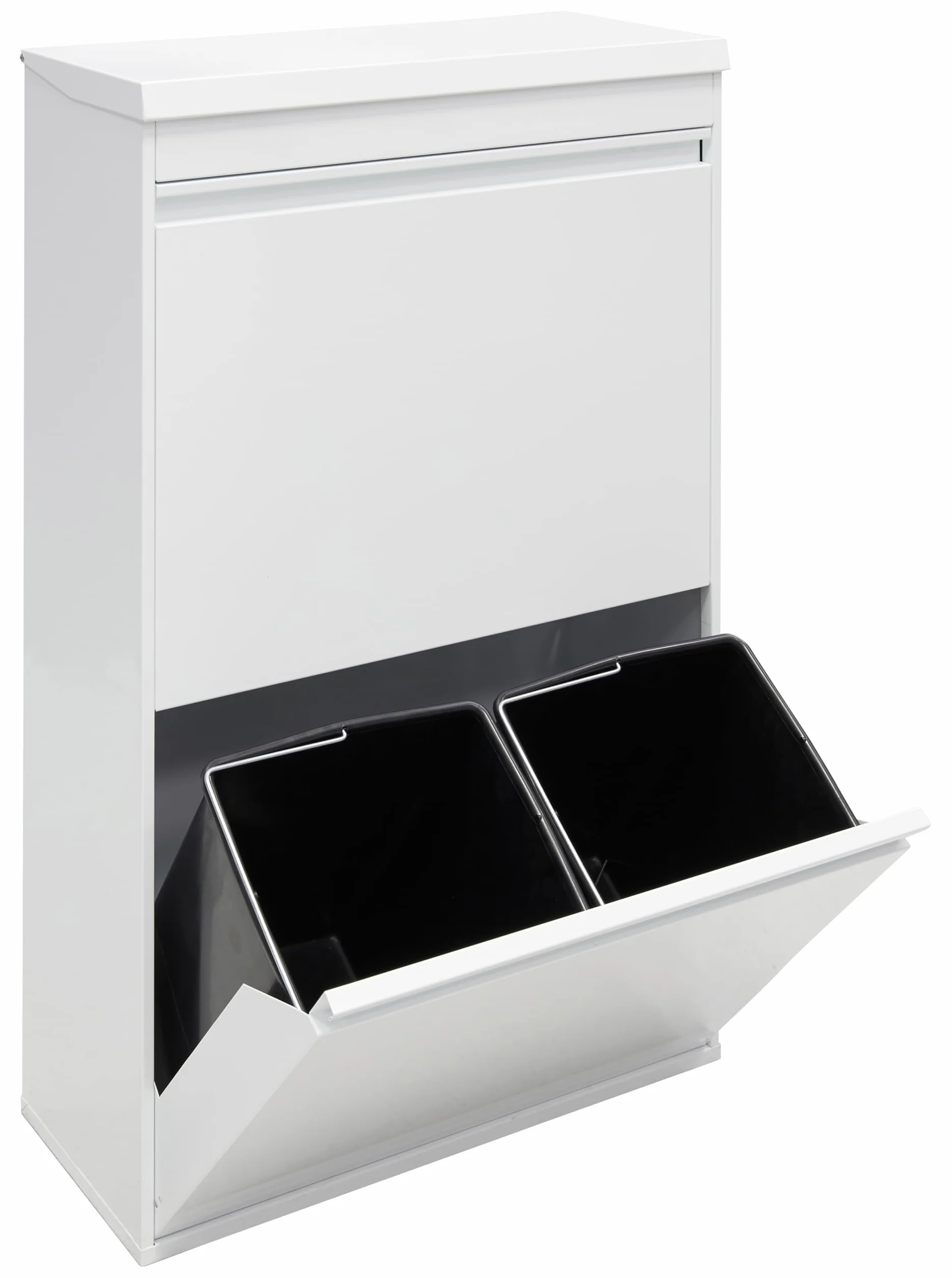 ARREGUI Top CR621-B2 stalowy system segregacji odpadów z pudełkiem do przechowywania z pokrywką, 4 przegródki, kosz na śmieci do kuchni, 23 + 11 + 17 + 17 l (68 l), 1 bardzo duże wiadro, 4-komorowy