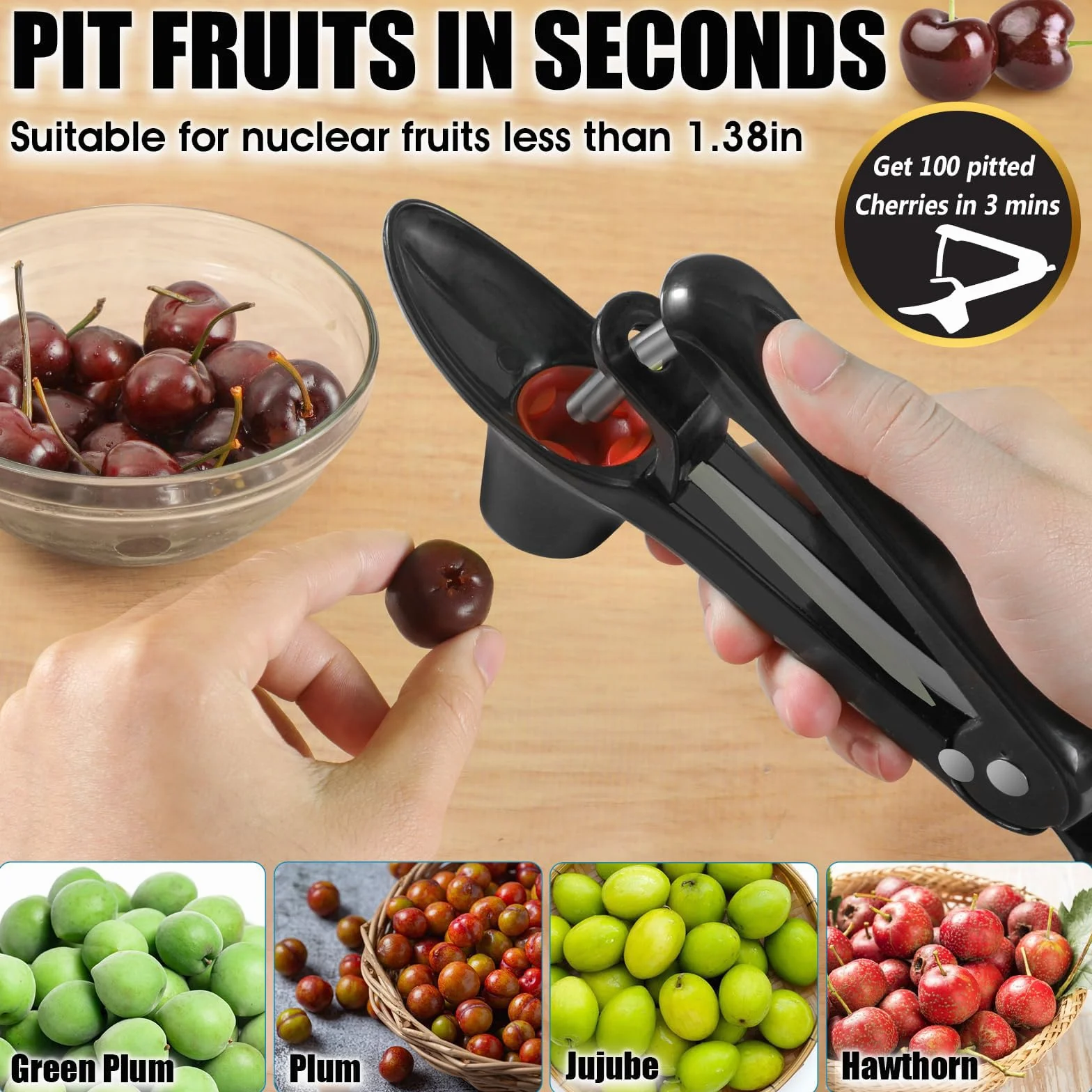 Drylownica do wiśni ze stali nierdzewnej Cherry Corer czarna