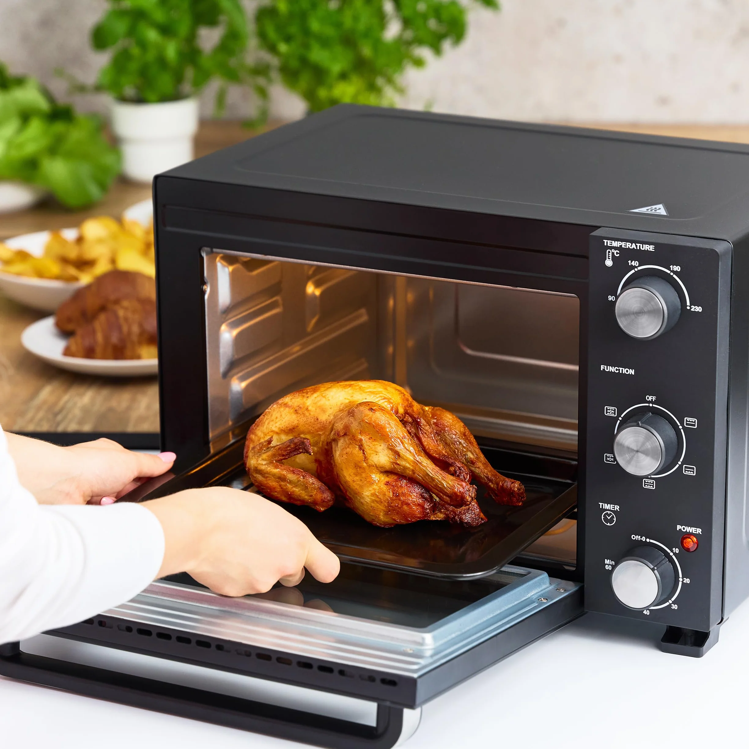 MPM MPE-14/T mini piekarnik 22 l 1300 W 90-230°C timer 60 min podwójne szyby
