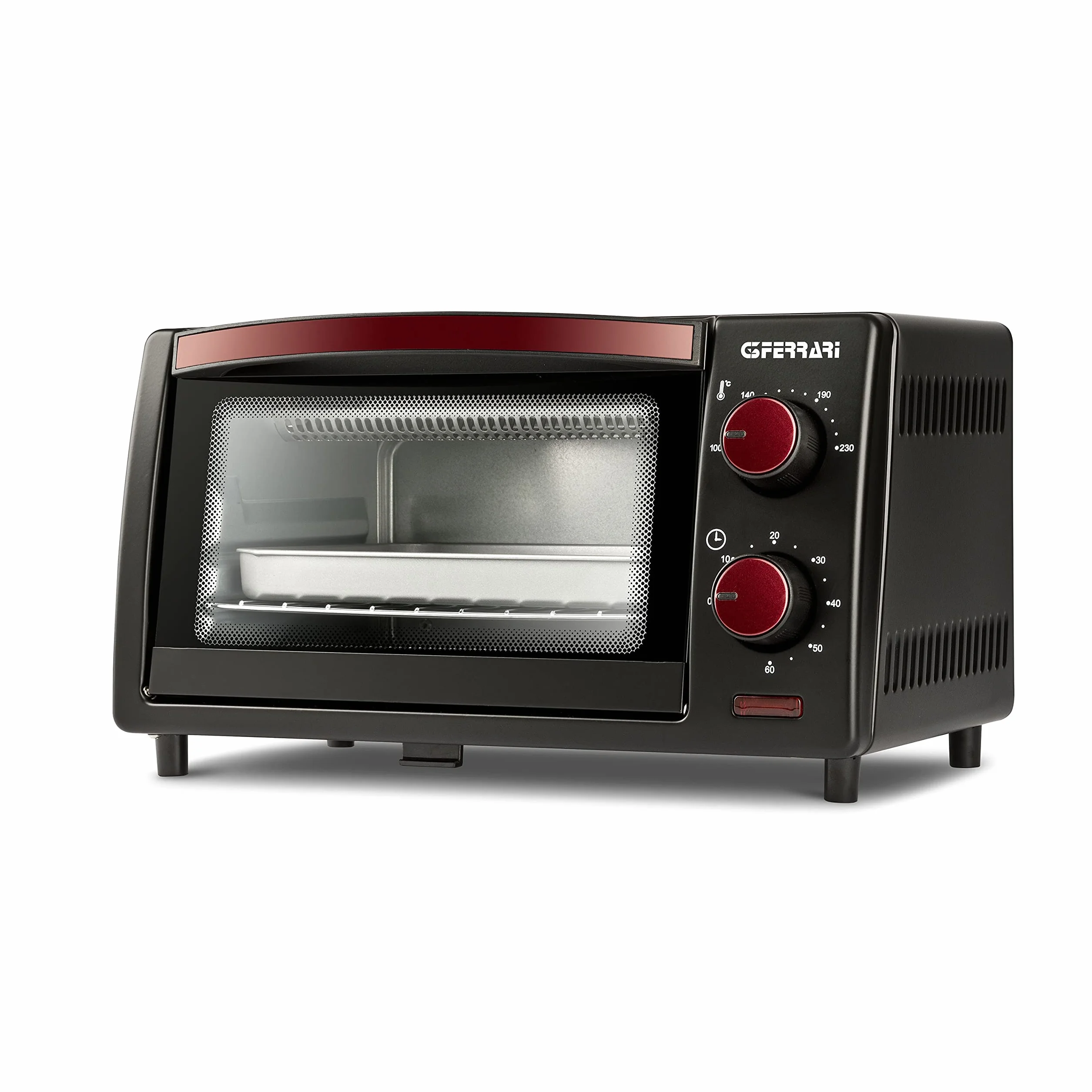 G3 Ferrari G10169 Il Moro 10 Kuchenka elektryczna, 10 litrów, 800 W, minutnik 60 min, otwierane dno ułatwiające czyszczenie, 100-230°C, siatka ze stali nierdzewnej, czerwono-czarna